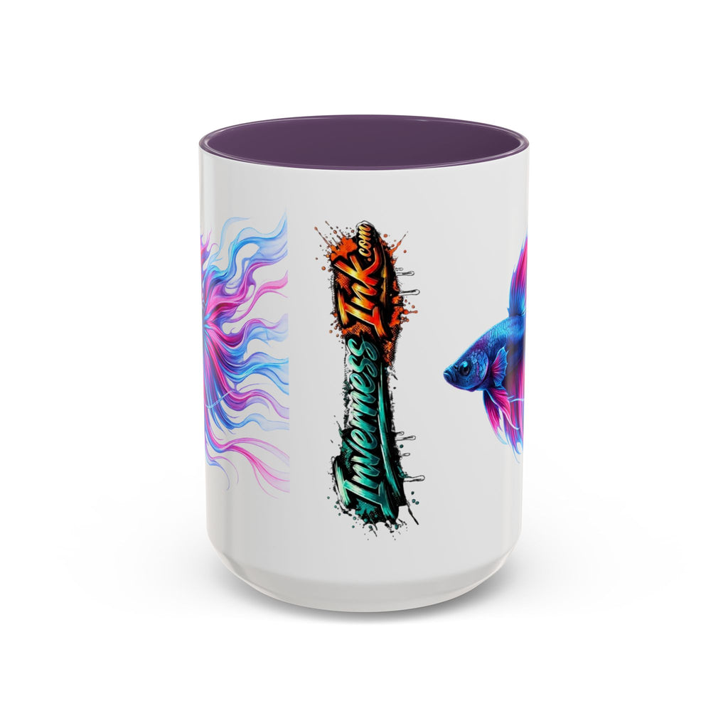 Betta Fish Accent Coffee Mug — Vibrant Neon Betta Design (11/15 oz)