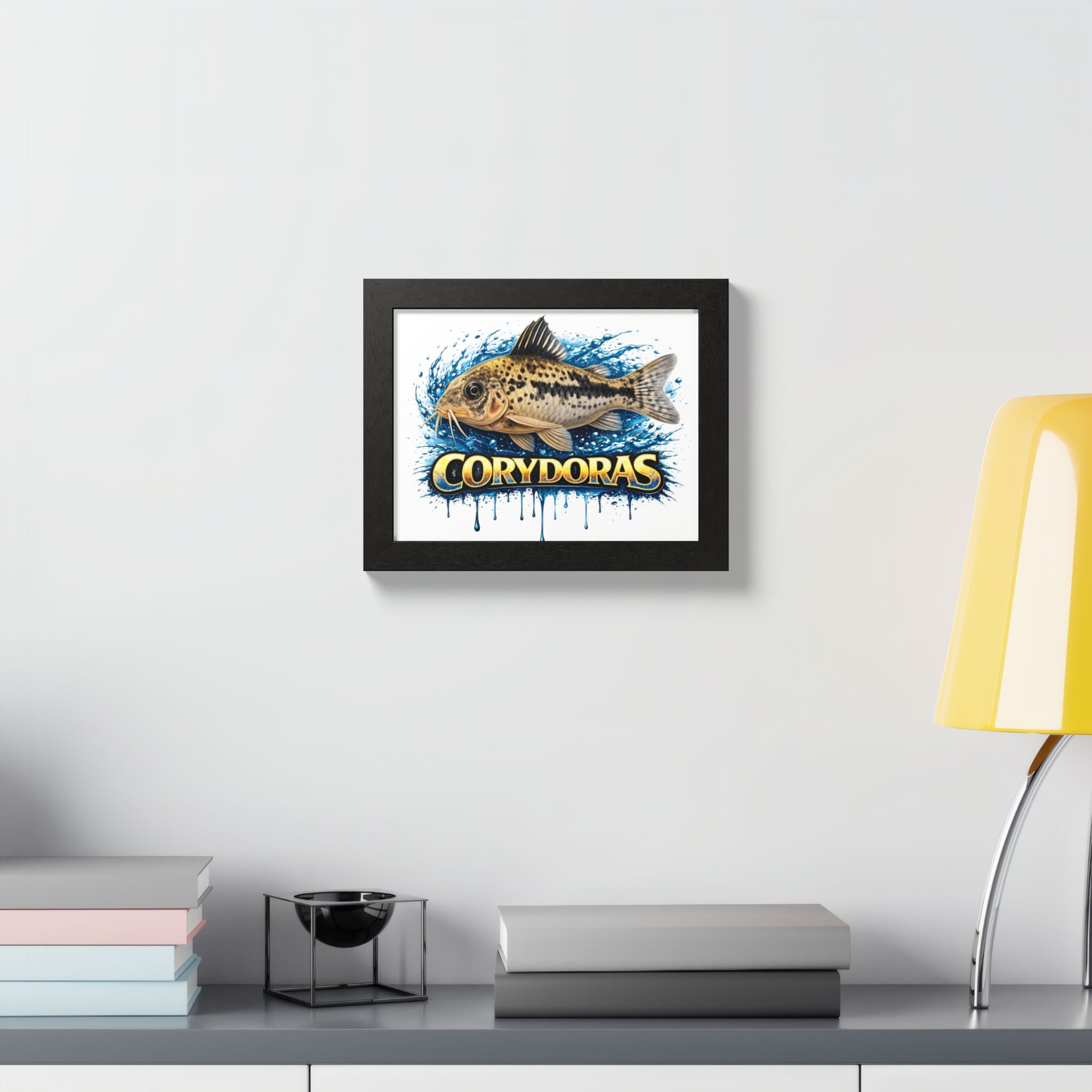 Corydoras Fish Framed Poster — Colorful Aquarium Art Print