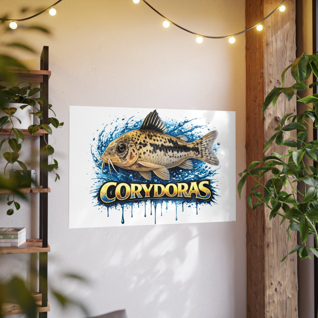 Peppered Corydoras Fish Art Poster — Vibrant Aquarium Print