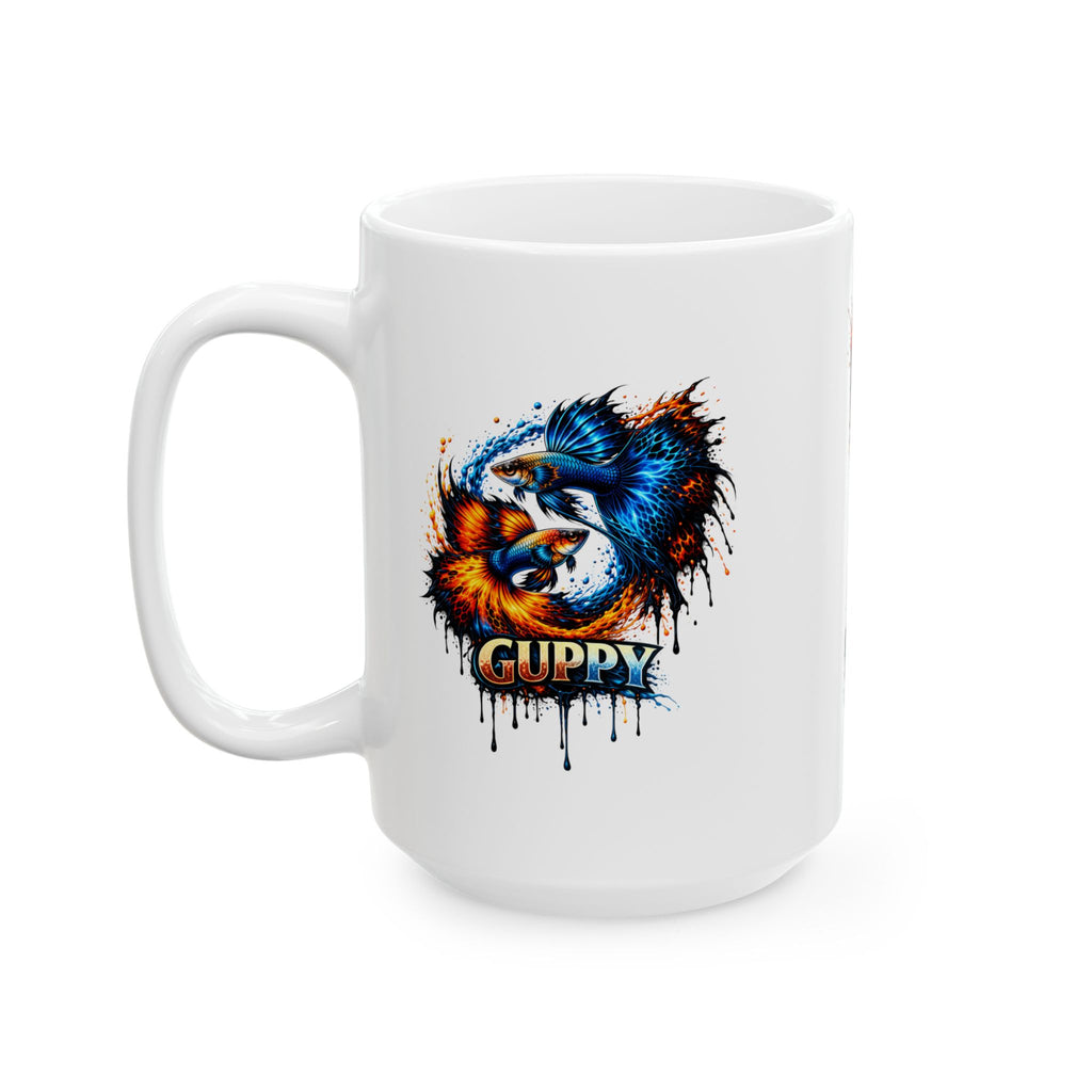 Fire & Ice Guppy – "Neon Flare" Glossy Ceramic Mug (11oz, 15oz)
