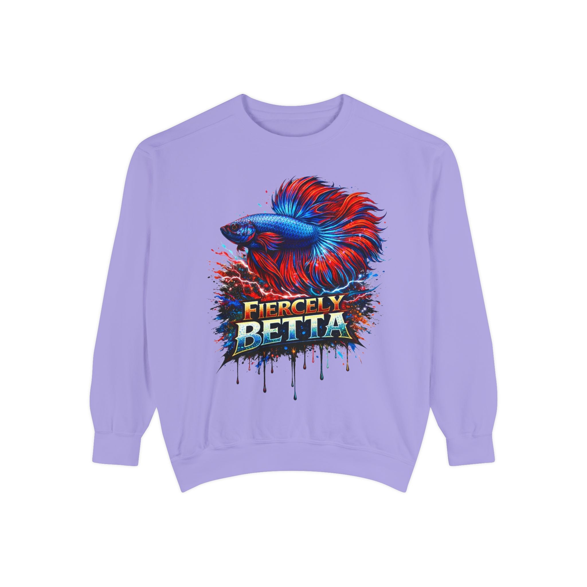 Betta Fish Sweatshirt — "Fiercely Betta" Colorful Aquarium Crewneck