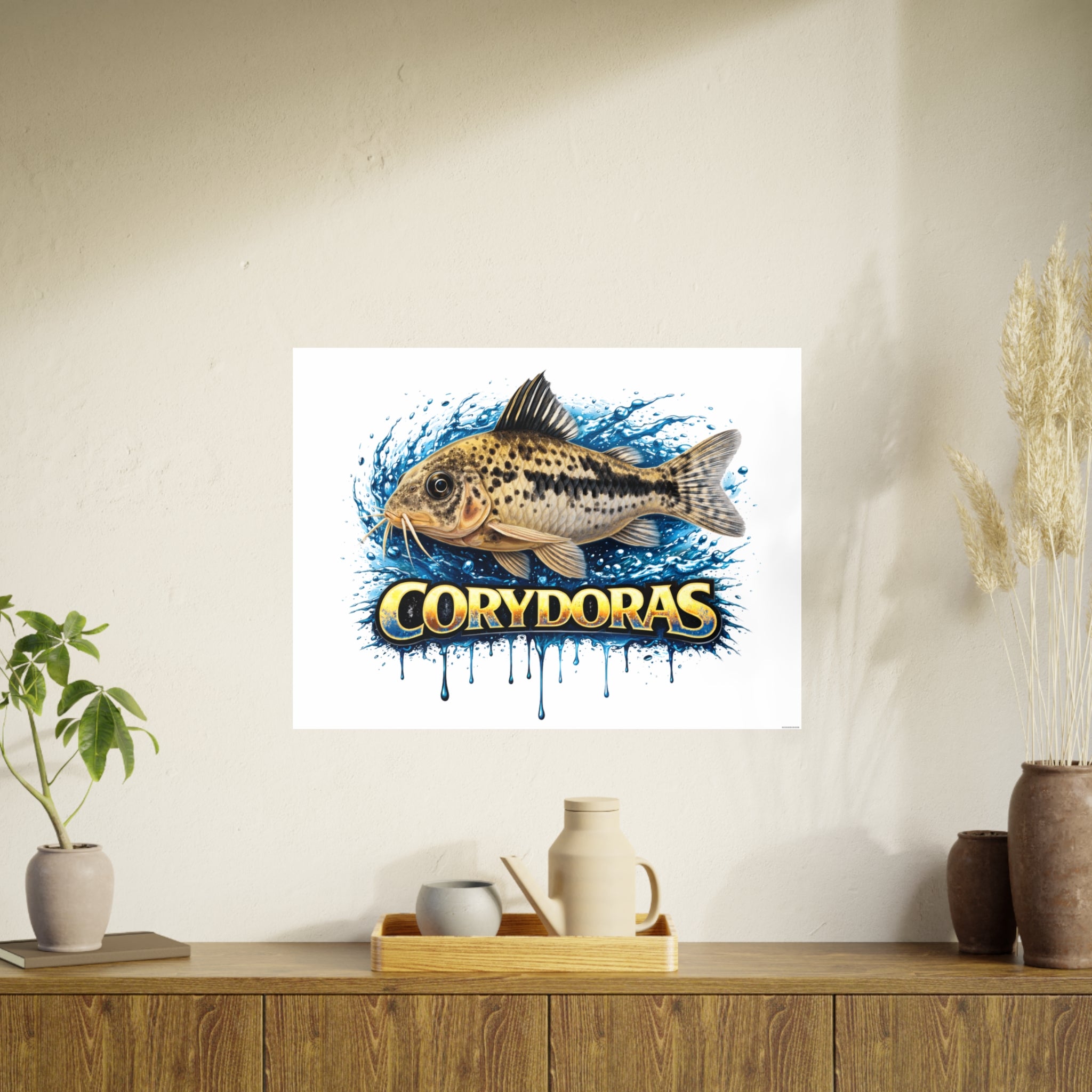 Peppered Corydoras Fish Art Poster — Vibrant Aquarium Print