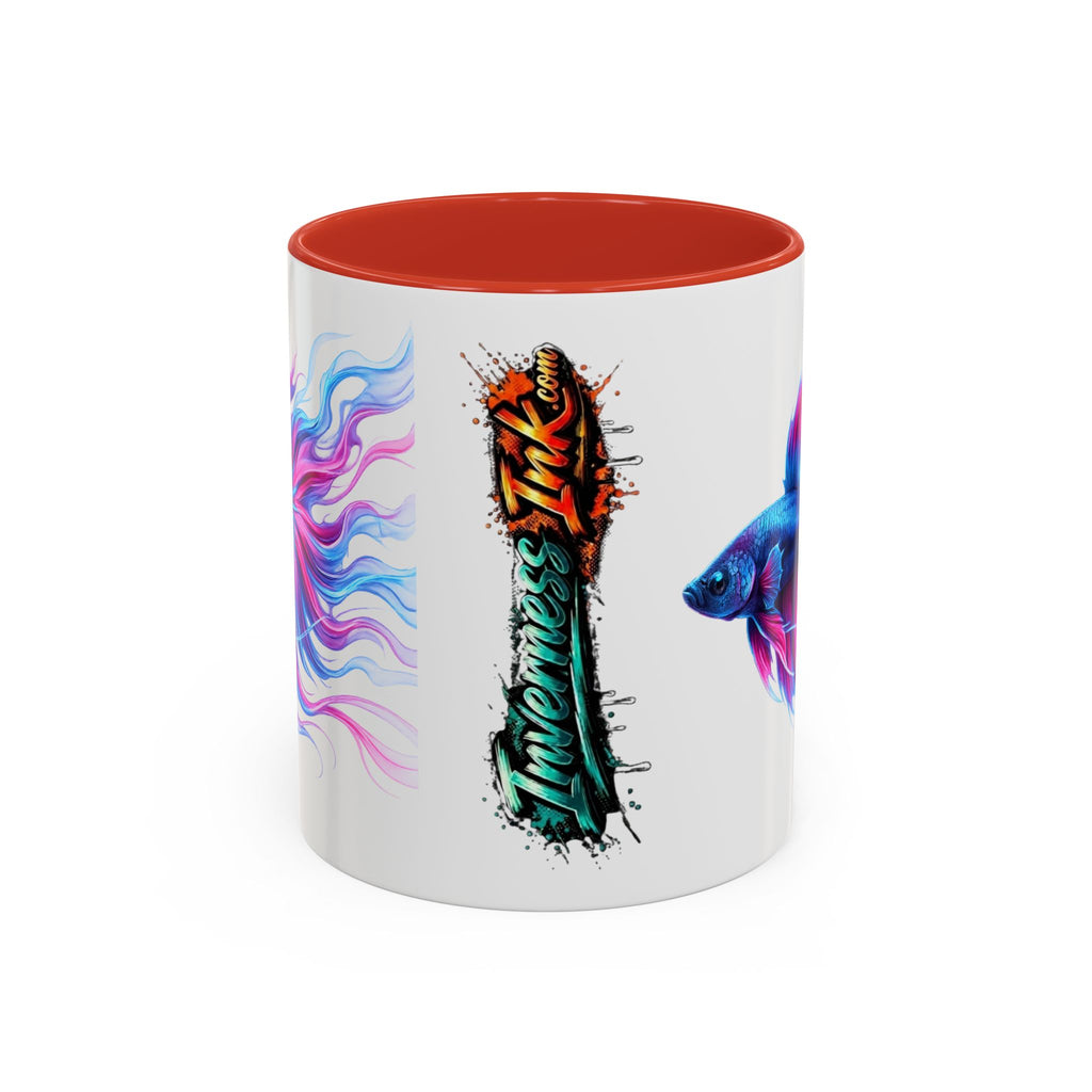Betta Fish Accent Coffee Mug — Vibrant Neon Betta Design (11/15 oz)