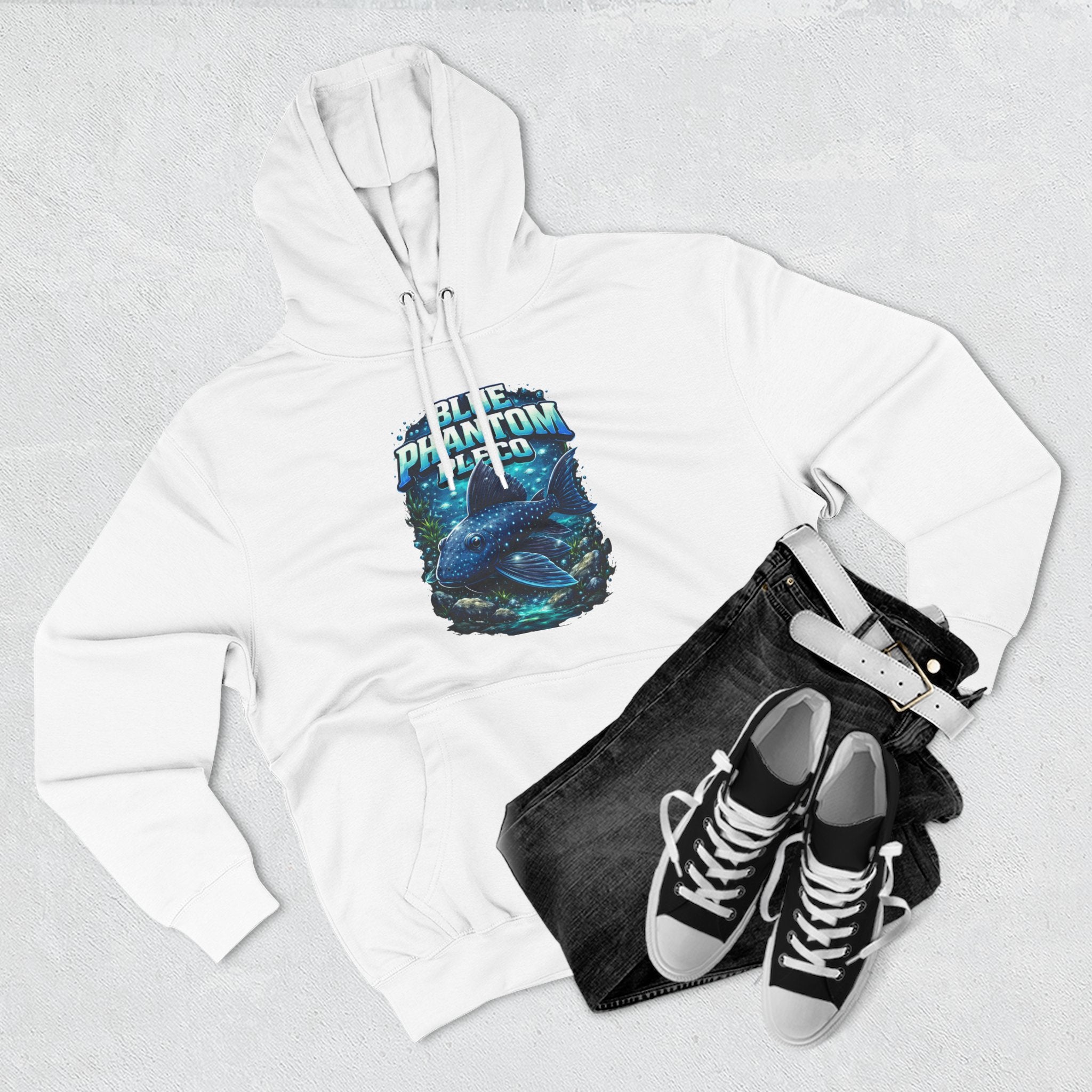 Blue Phantom Pleco L128 Hoodies | Premium Fish Keeper Streetwear | Inverness Ink