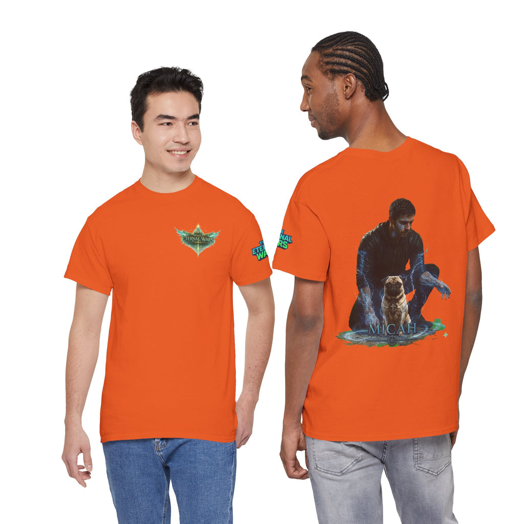 T-Shirt — Nature Warrior Graphic Tee with Man and Dog Illustration