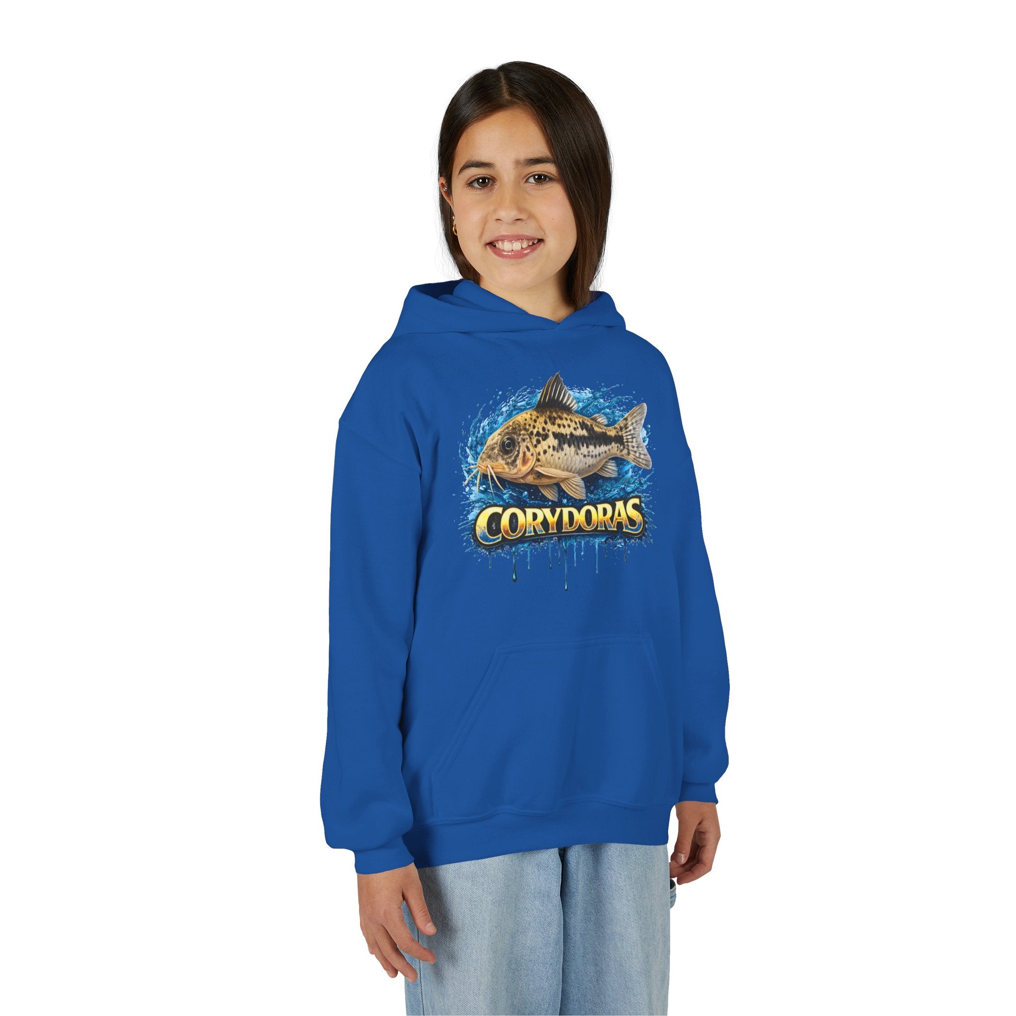 Corydoras Fish Youth Hoodie — Colorful Aquarium Catfish Design