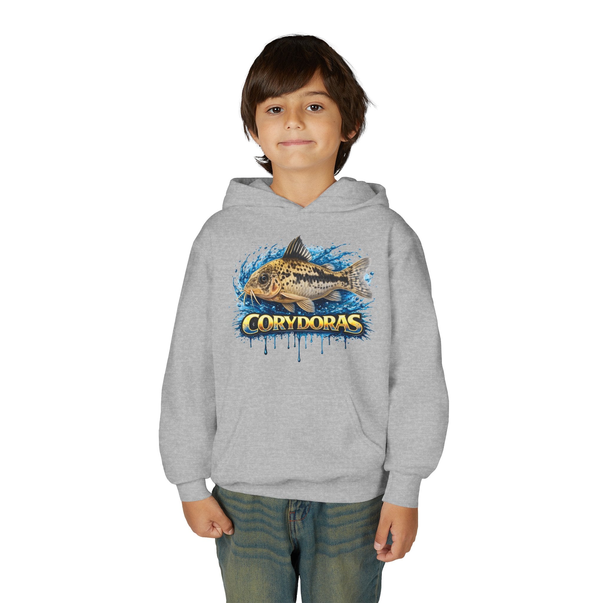 Corydoras Fish Youth Hoodie — Colorful Aquarium Catfish Design