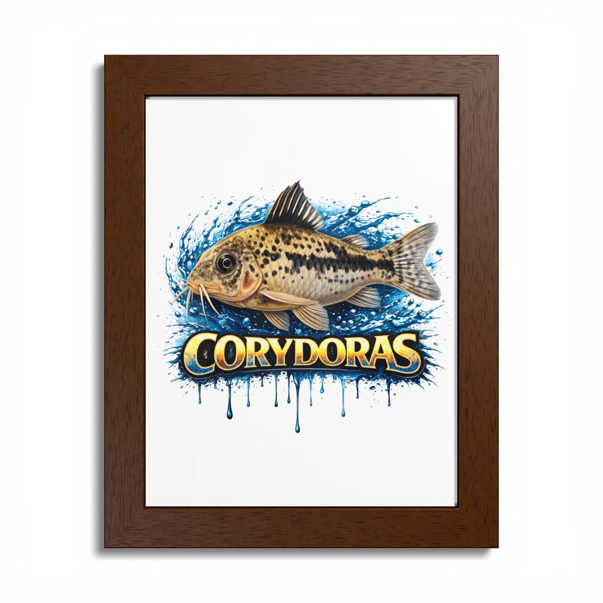 Corydoras Fish Framed Poster — Colorful Aquarium Art Print