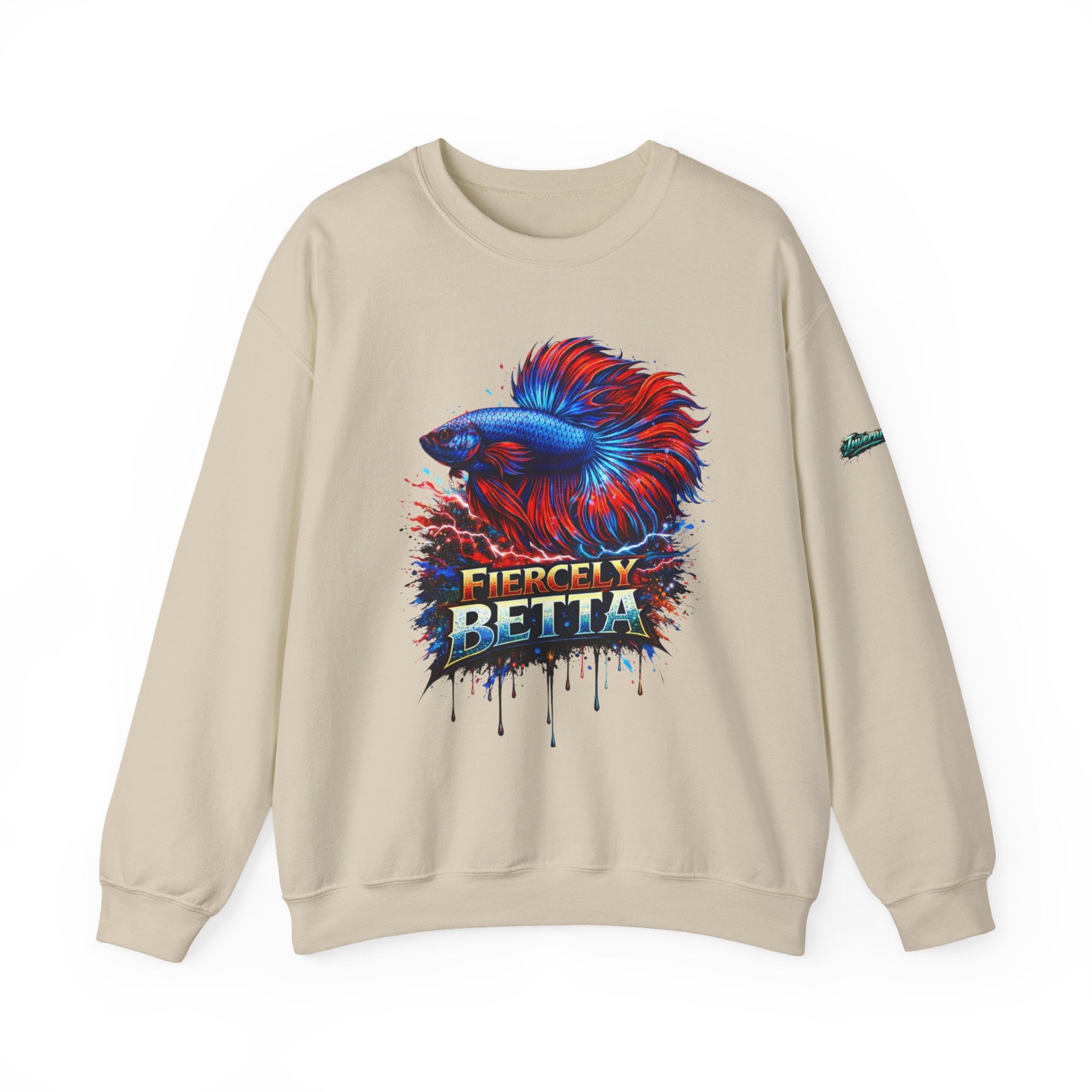 Betta Fish Crewneck Sweatshirt — "Fiercely Betta" Colorful Aquarium Graphic