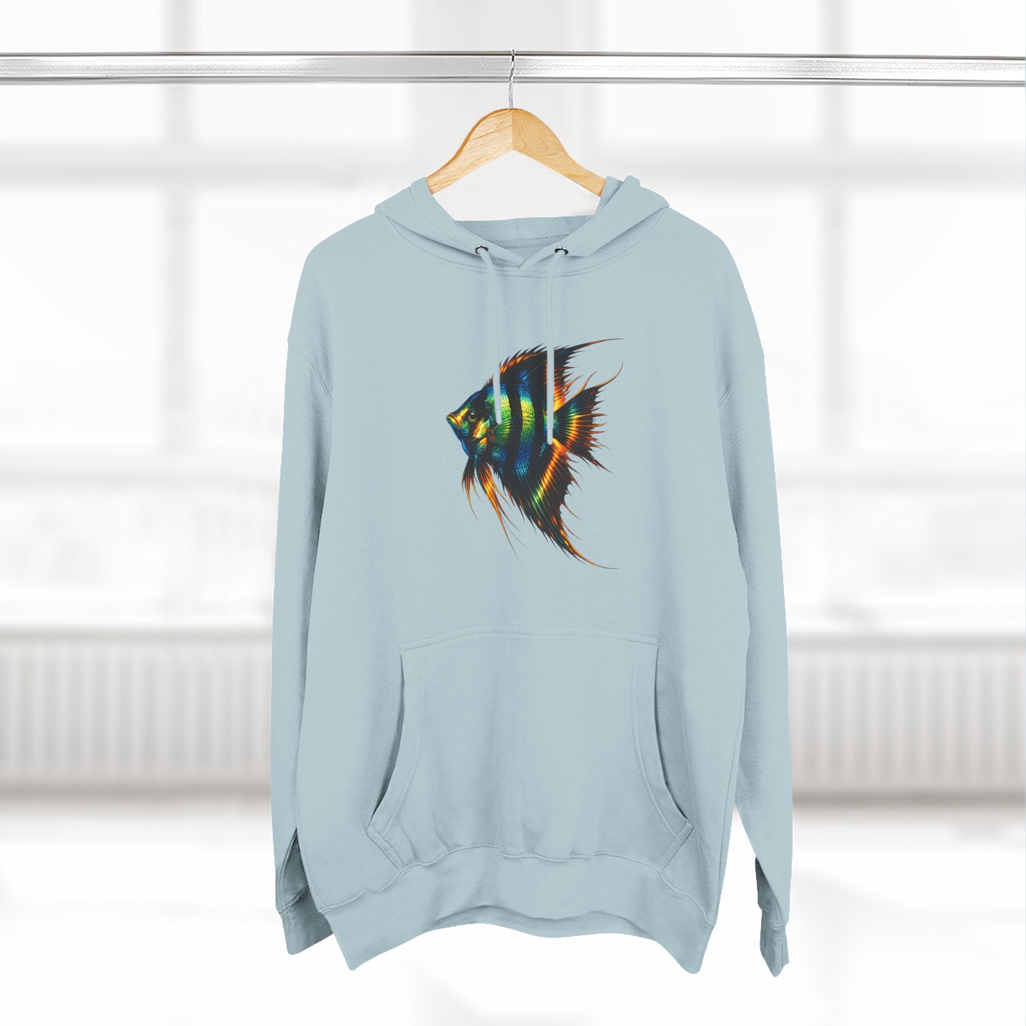 Angelfish Watercolor Hoodie – Colorful Aquarium Fish Graphic Fleece Pullover
