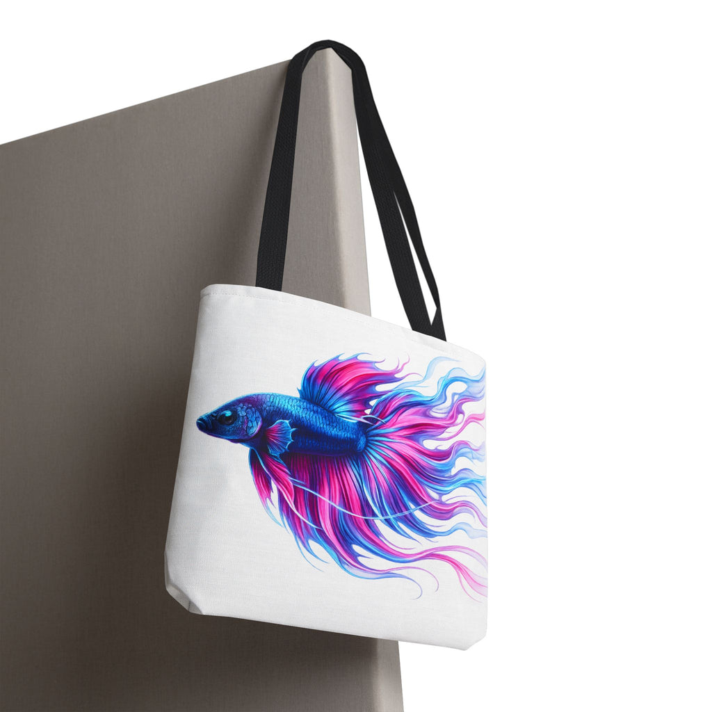 Colorful Betta Fish Tote Bag — Vibrant Blue & Pink Aquatic Art Beach Tote