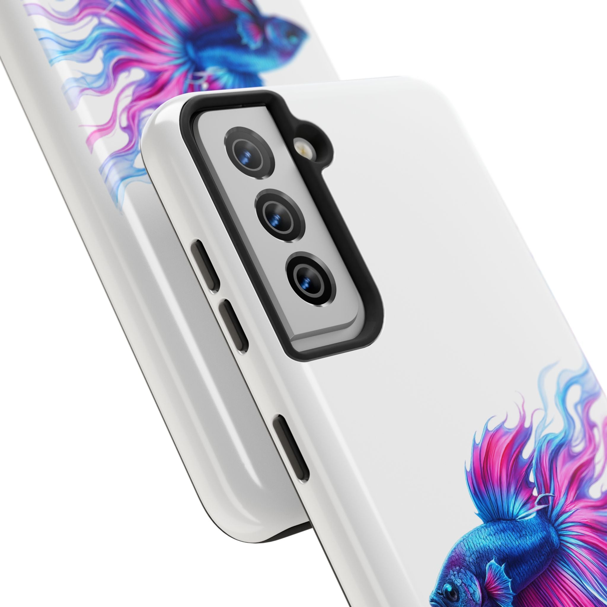 Betta Fish Tough Phone Case — Colorful Blue & Pink Aquarium Art