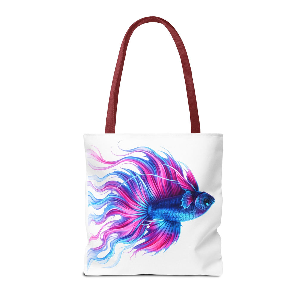 Colorful Betta Fish Tote Bag — Vibrant Blue & Pink Aquatic Art Beach Tote