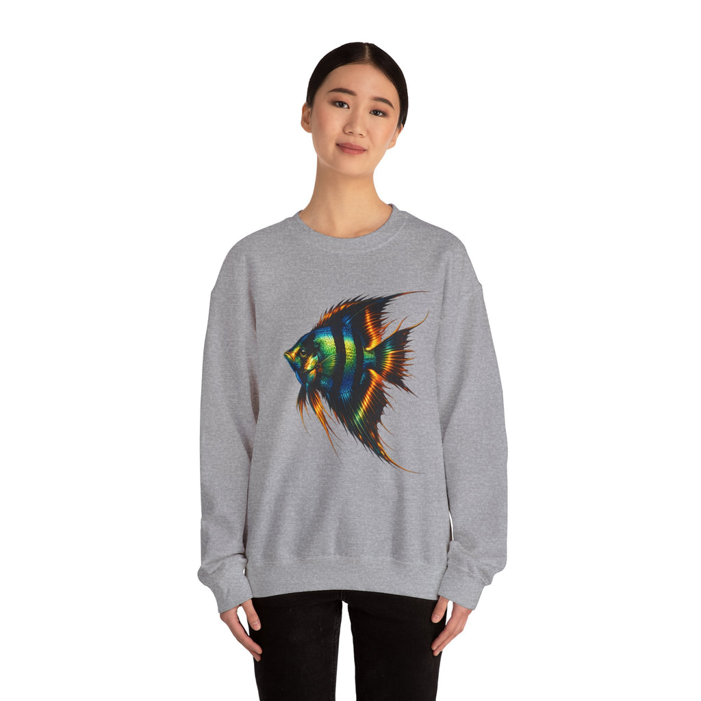 Angelfish Graphic Sweatshirt — Colorful Tropical Fish Crewneck