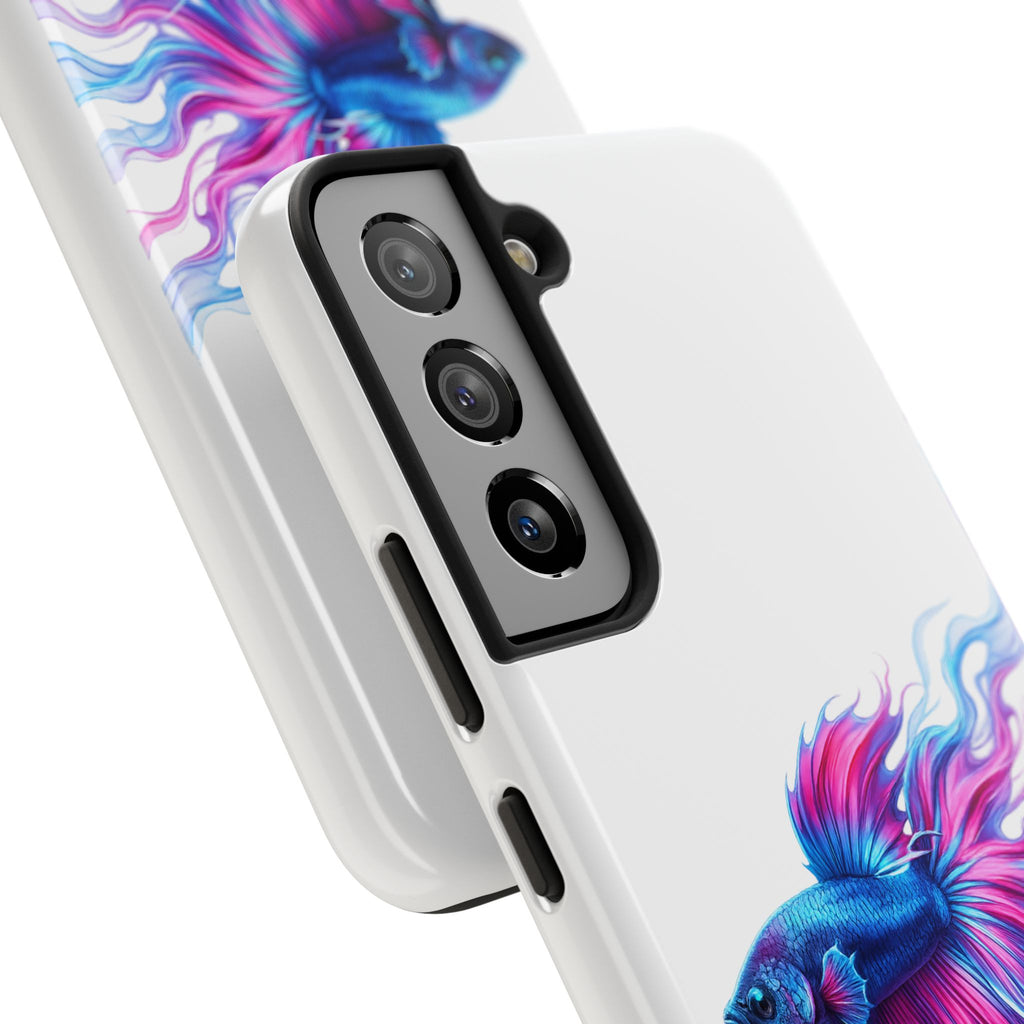 Betta Fish Tough Phone Case — Colorful Blue & Pink Aquarium Art