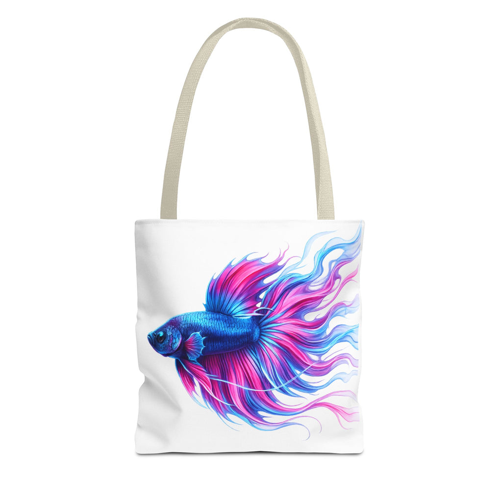 Colorful Betta Fish Tote Bag — Vibrant Blue & Pink Aquatic Art Beach Tote
