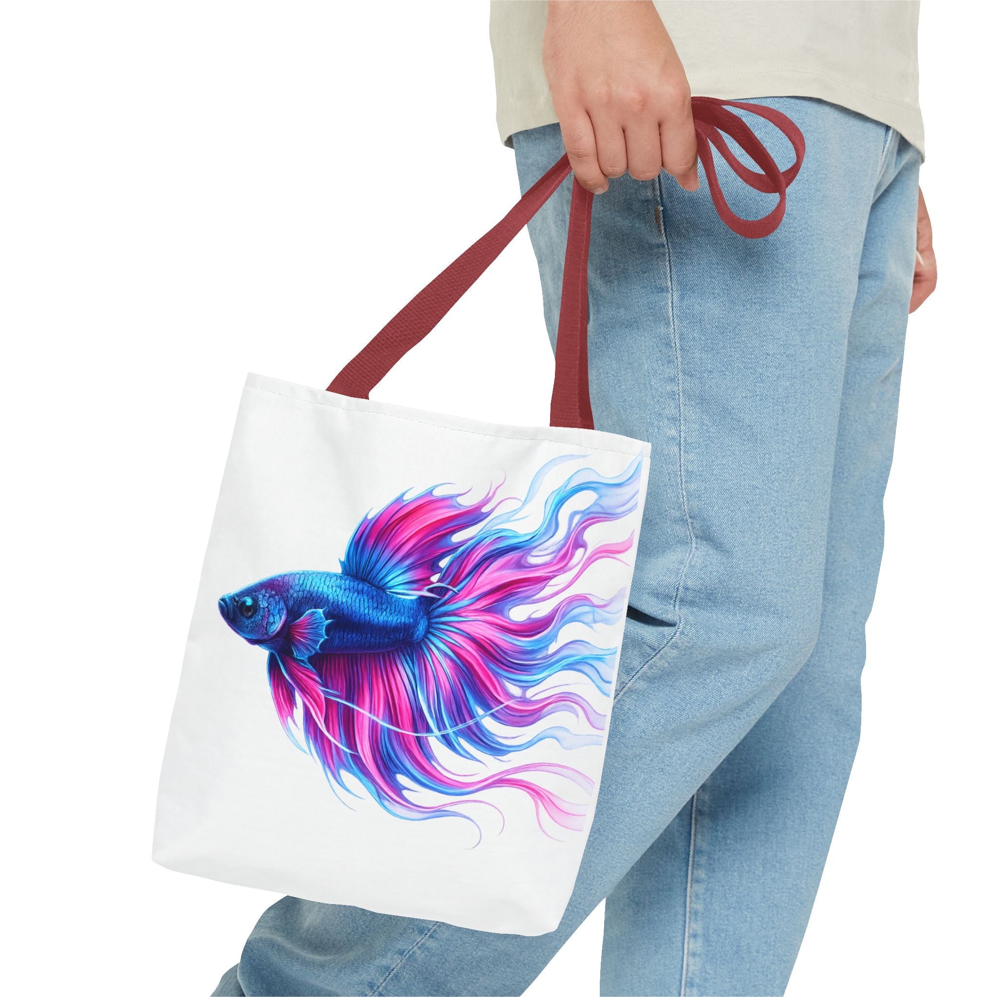 Colorful Betta Fish Tote Bag — Vibrant Blue & Pink Aquatic Art Beach Tote