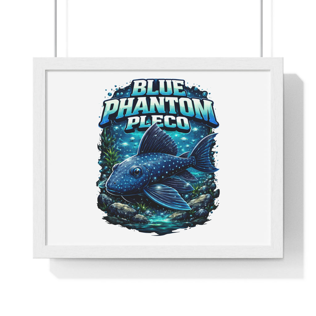 Blue Phantom Pleco Framed Poster — Aquatic Fish Art Print
