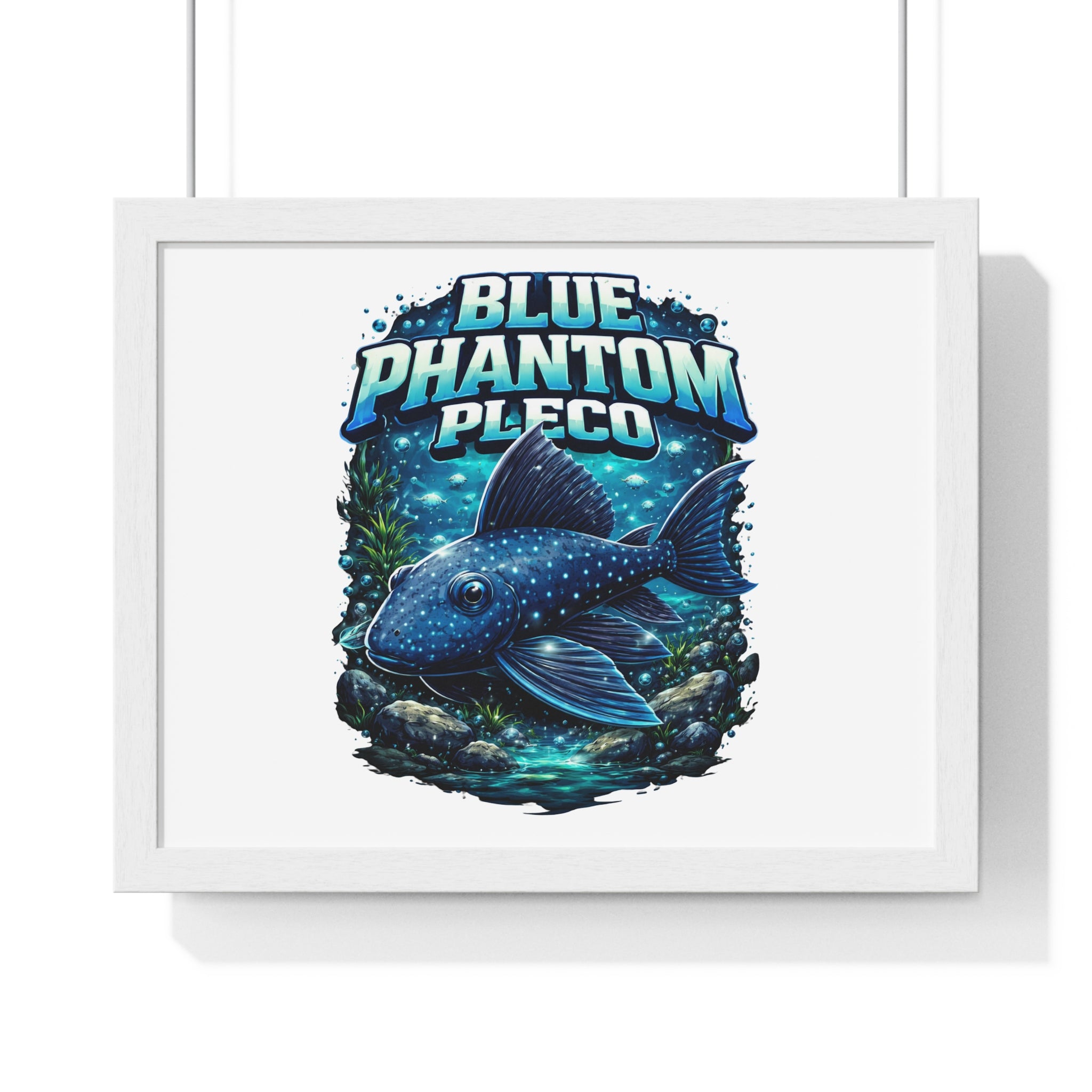 Blue Phantom Pleco Framed Poster — Aquatic Fish Art Print