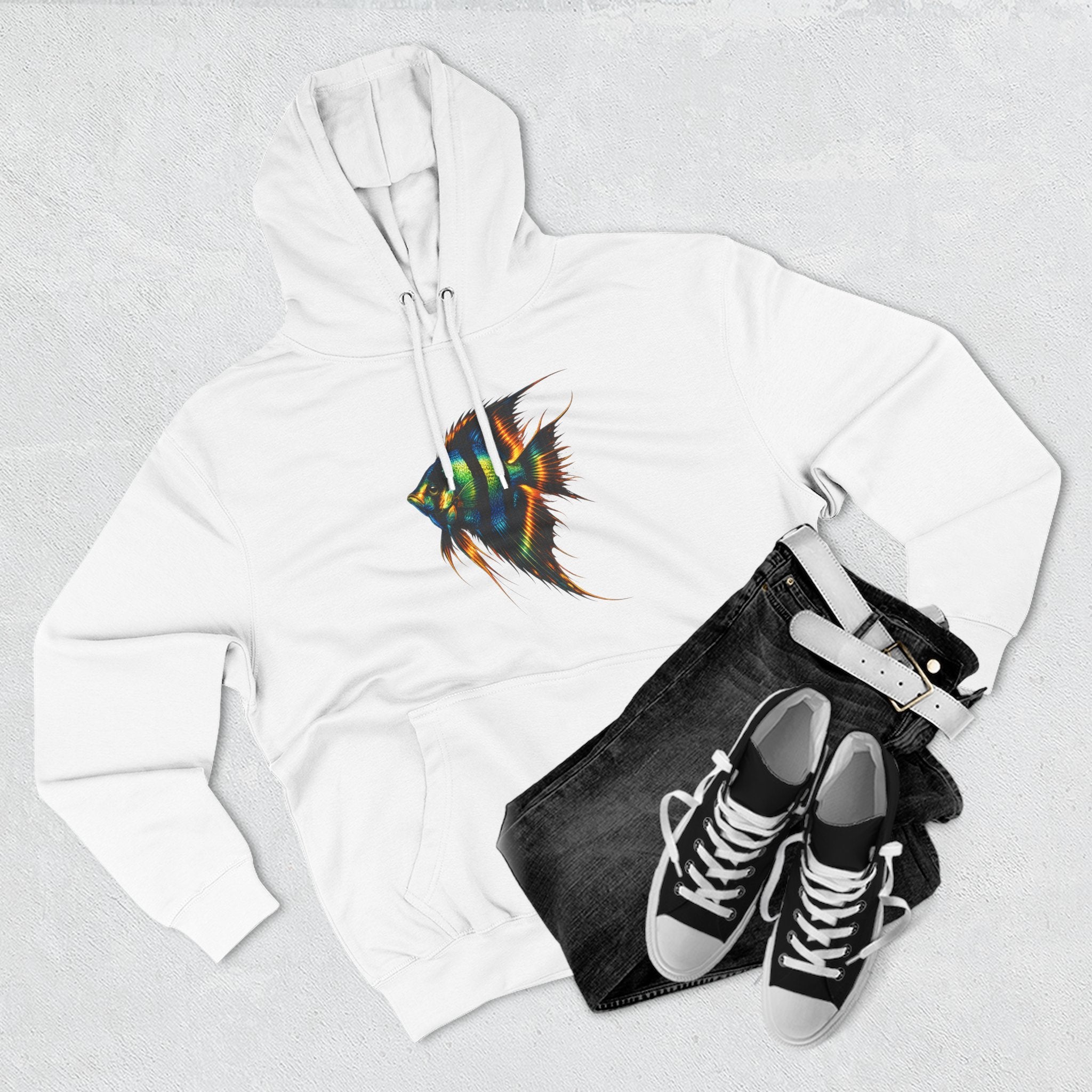 Angelfish Watercolor Hoodie – Colorful Aquarium Fish Graphic Fleece Pullover