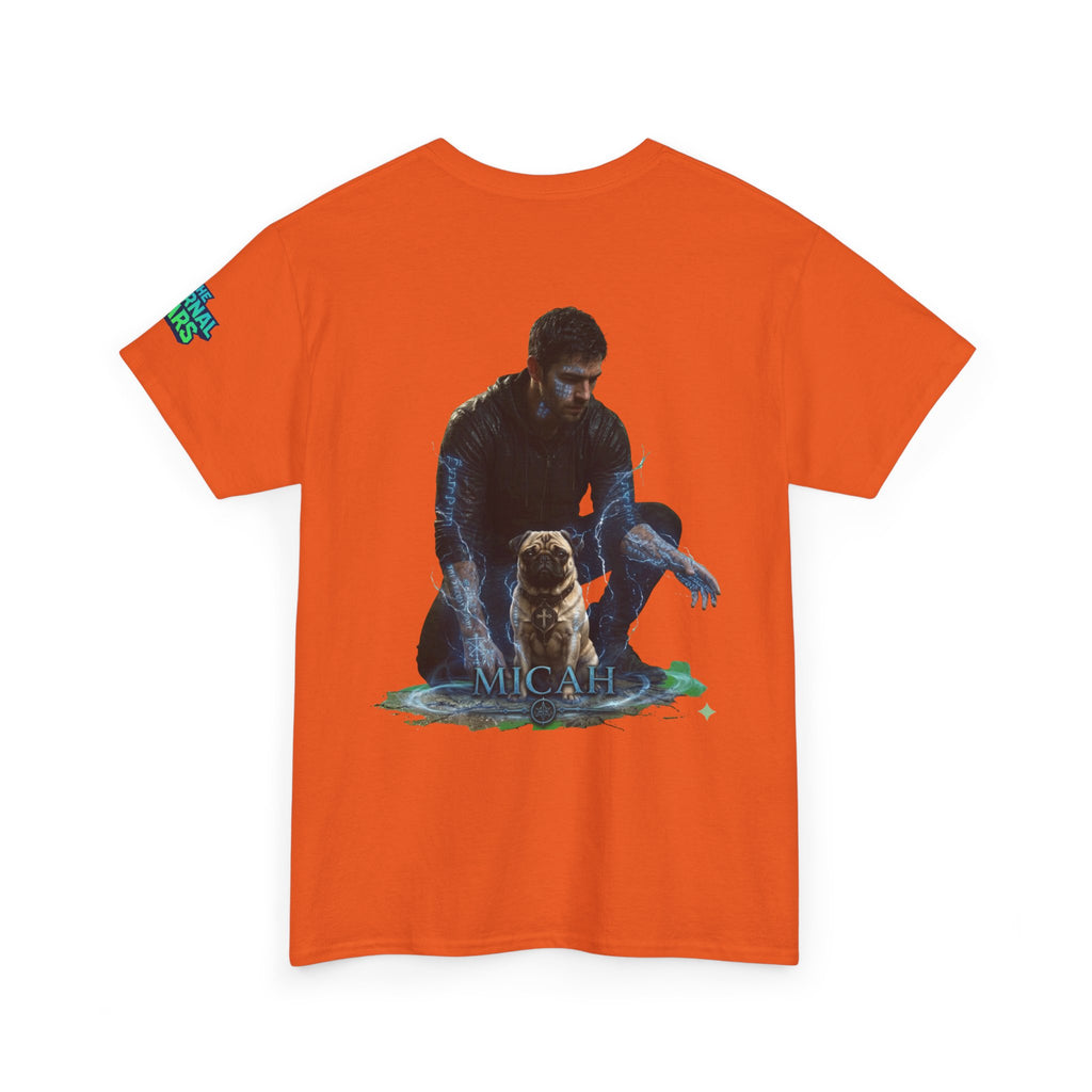 T-Shirt — Nature Warrior Graphic Tee with Man and Dog Illustration