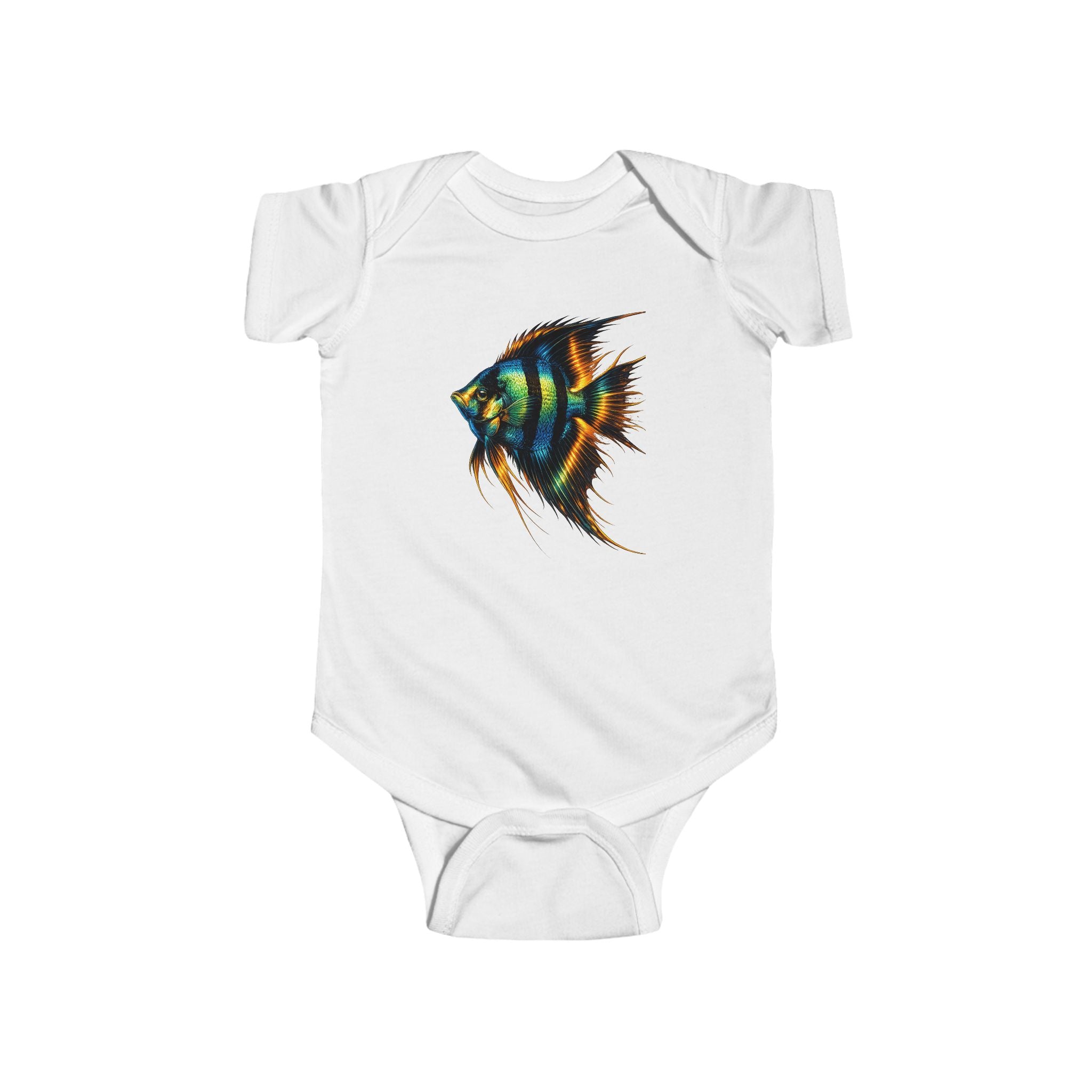 Infant Bodysuit with Colorful Angelfish Illustration – Cute Baby Onesie, Ocean Nursery Gift
