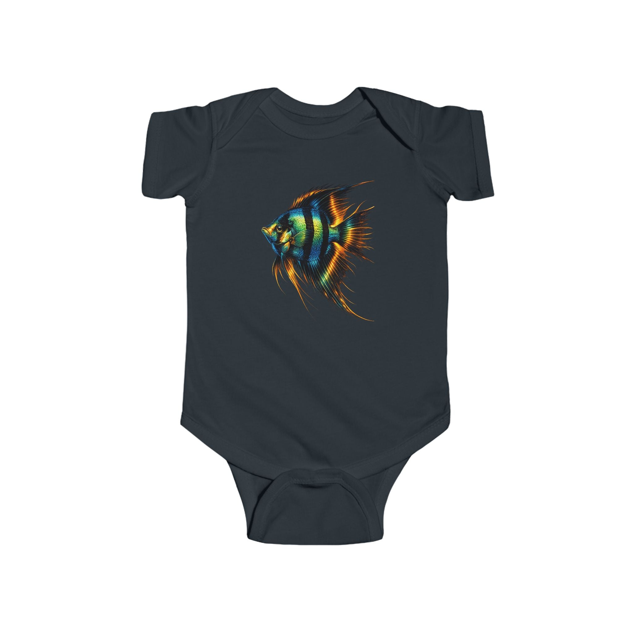 Infant Bodysuit with Colorful Angelfish Illustration – Cute Baby Onesie, Ocean Nursery Gift