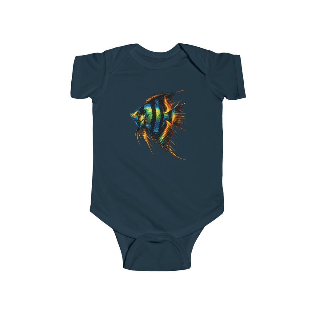 Infant Bodysuit with Colorful Angelfish Illustration – Cute Baby Onesie, Ocean Nursery Gift