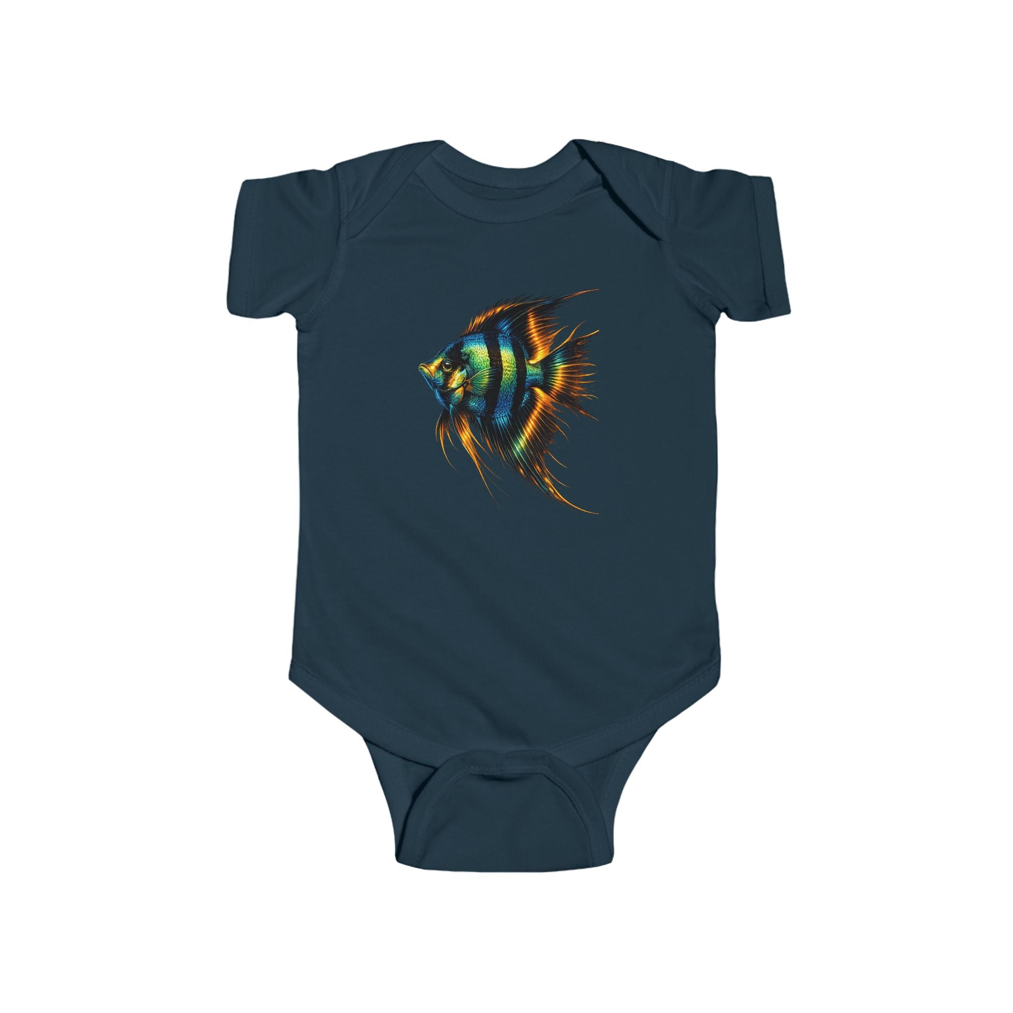 Infant Bodysuit with Colorful Angelfish Illustration – Cute Baby Onesie, Ocean Nursery Gift