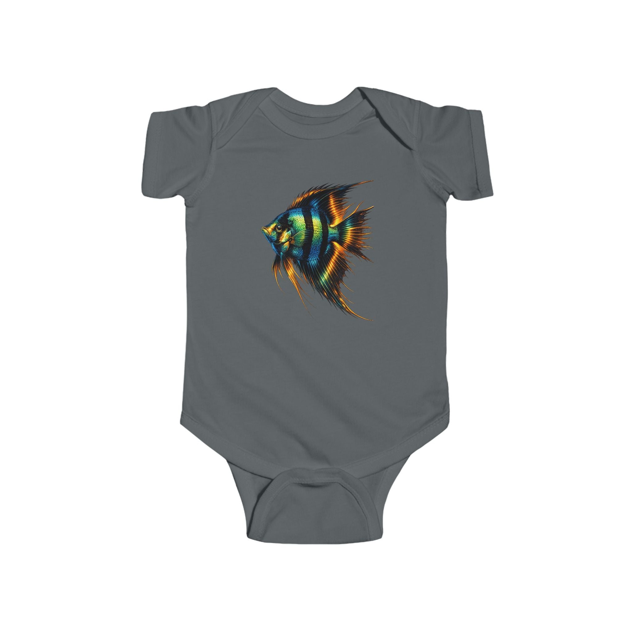 Infant Bodysuit with Colorful Angelfish Illustration – Cute Baby Onesie, Ocean Nursery Gift