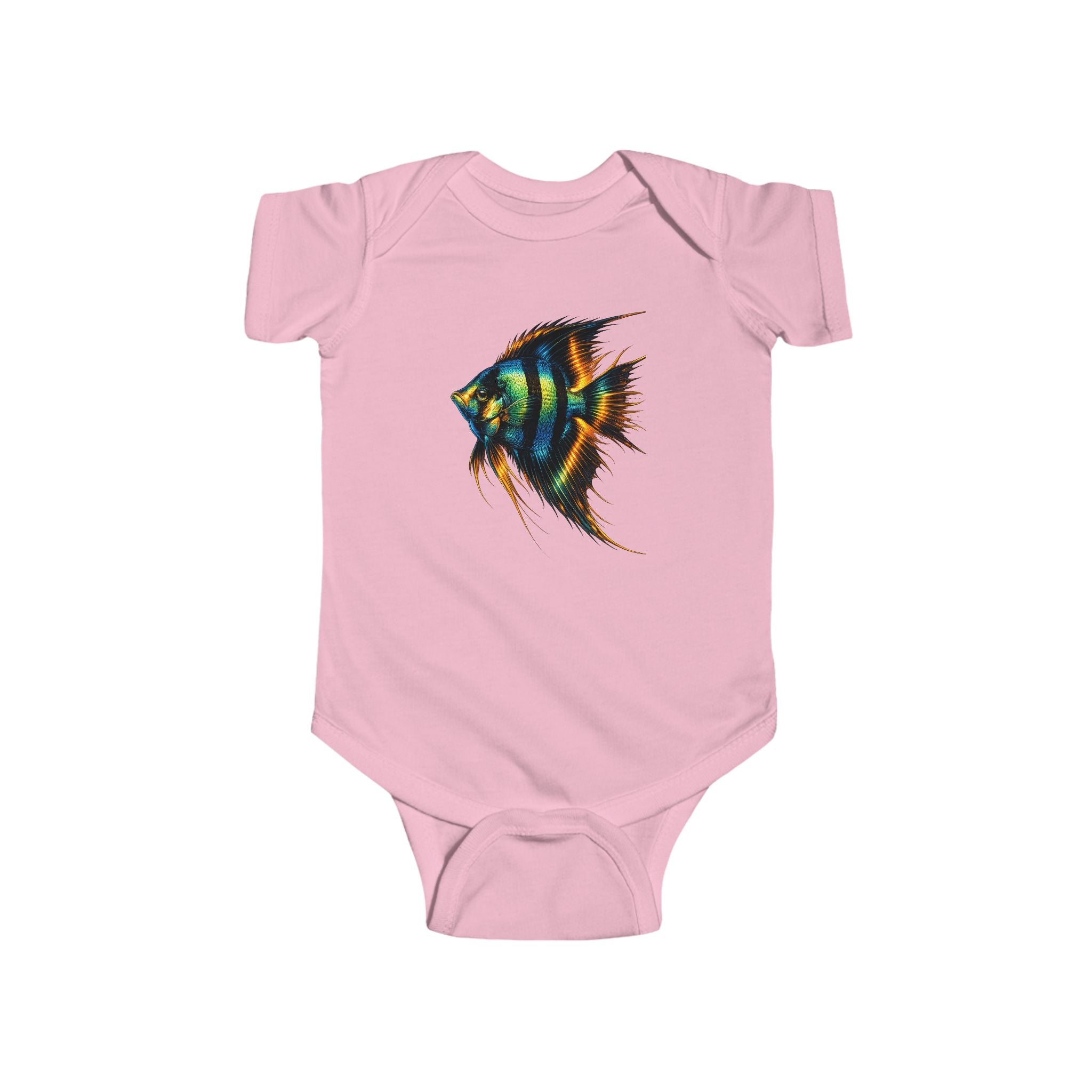 Infant Bodysuit with Colorful Angelfish Illustration – Cute Baby Onesie, Ocean Nursery Gift