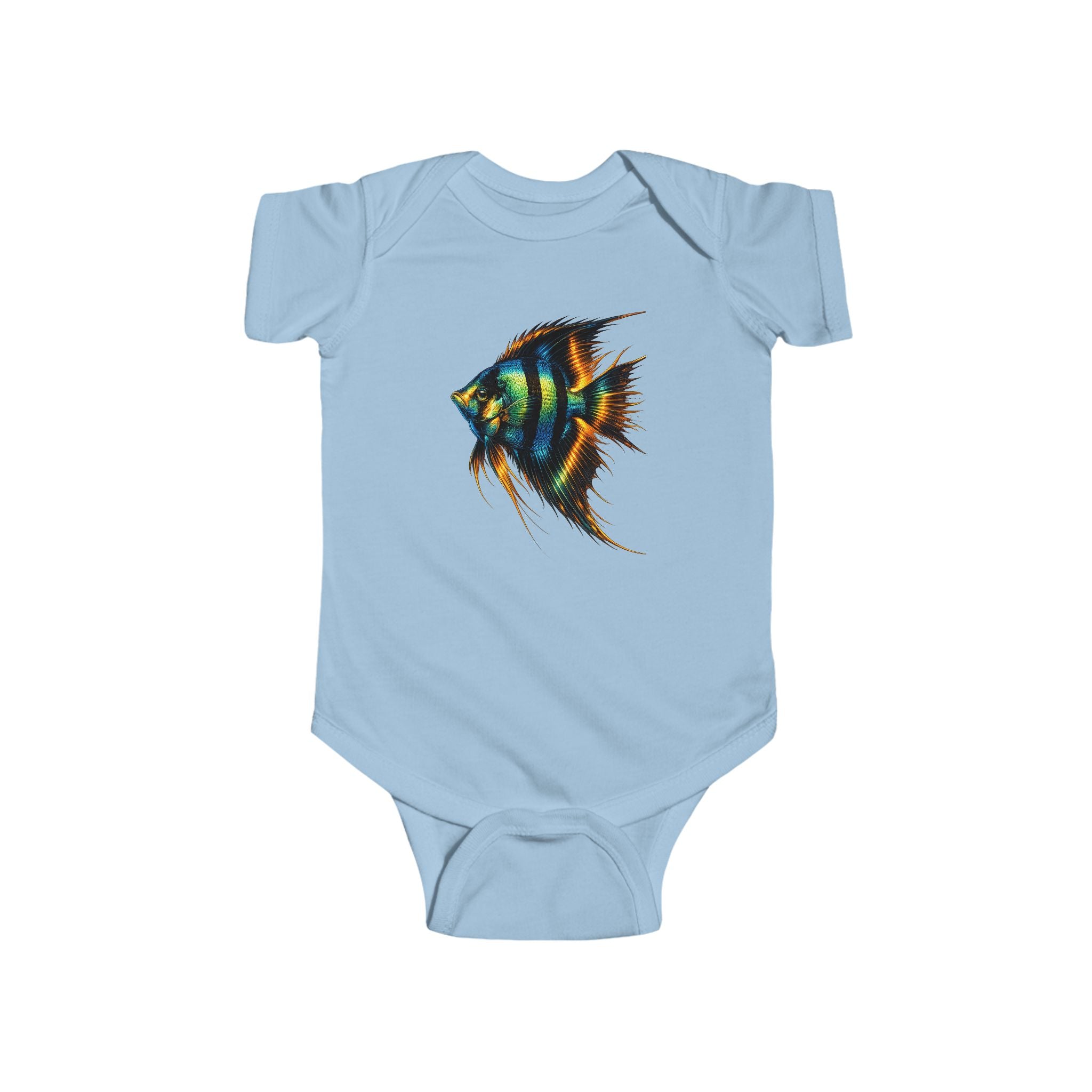Infant Bodysuit with Colorful Angelfish Illustration – Cute Baby Onesie, Ocean Nursery Gift