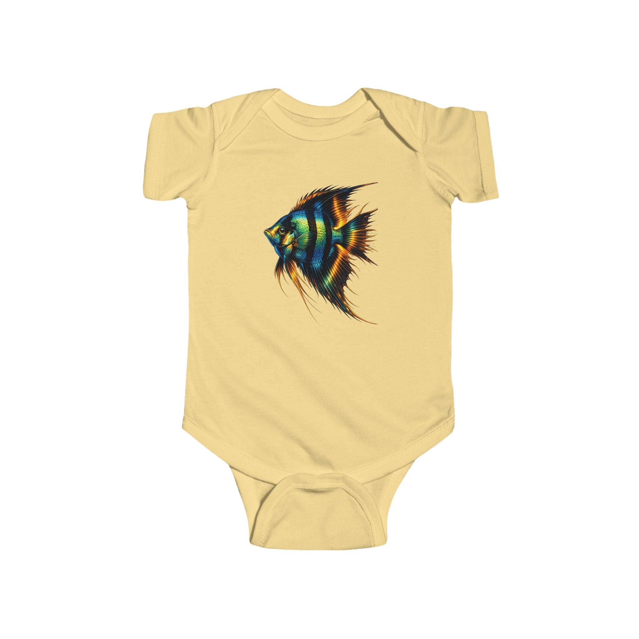 Infant Bodysuit with Colorful Angelfish Illustration – Cute Baby Onesie, Ocean Nursery Gift