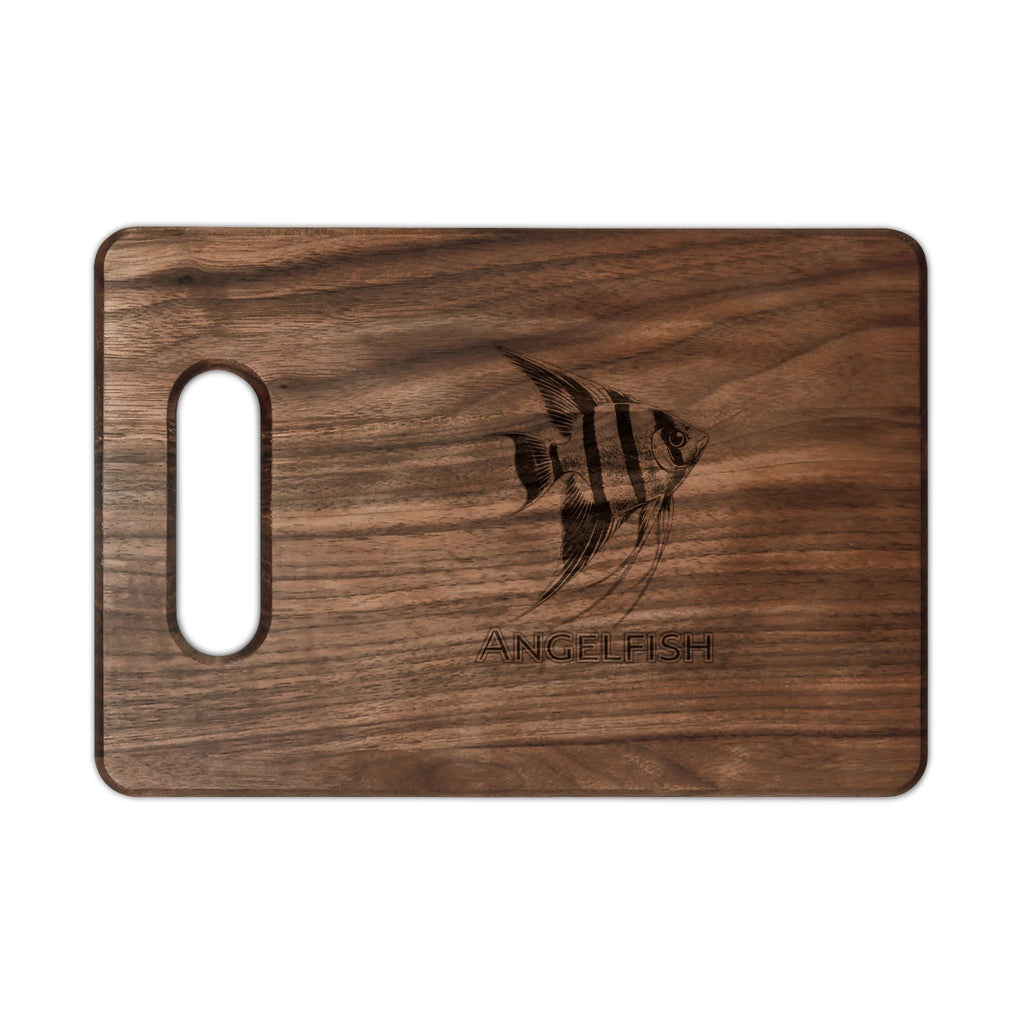 Engraved Angelfish Wooden Cutting Board — Personalized Kitchen Serving & Prep Board