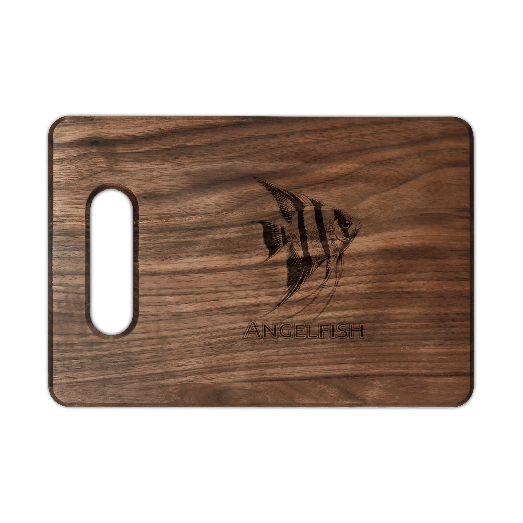 Engraved Angelfish Wooden Cutting Board — Personalized Kitchen Serving & Prep Board