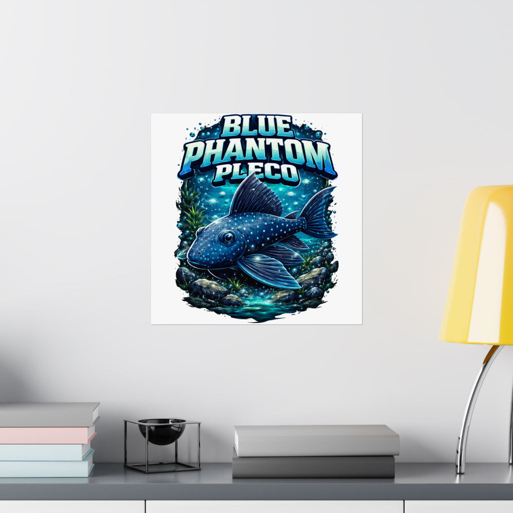 Blue Phantom Pleco Poster — Matte Vertical Aquarium Fish Art Print