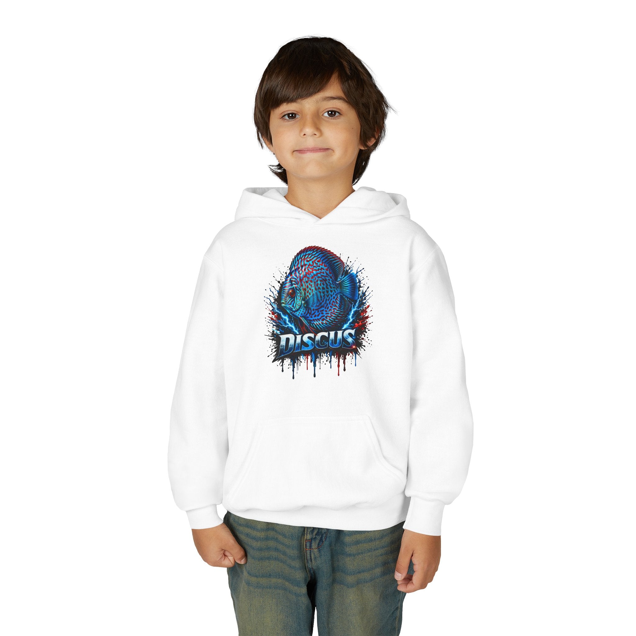 Youth Hoodie — Colorful Discus Fish Graphic Pullover