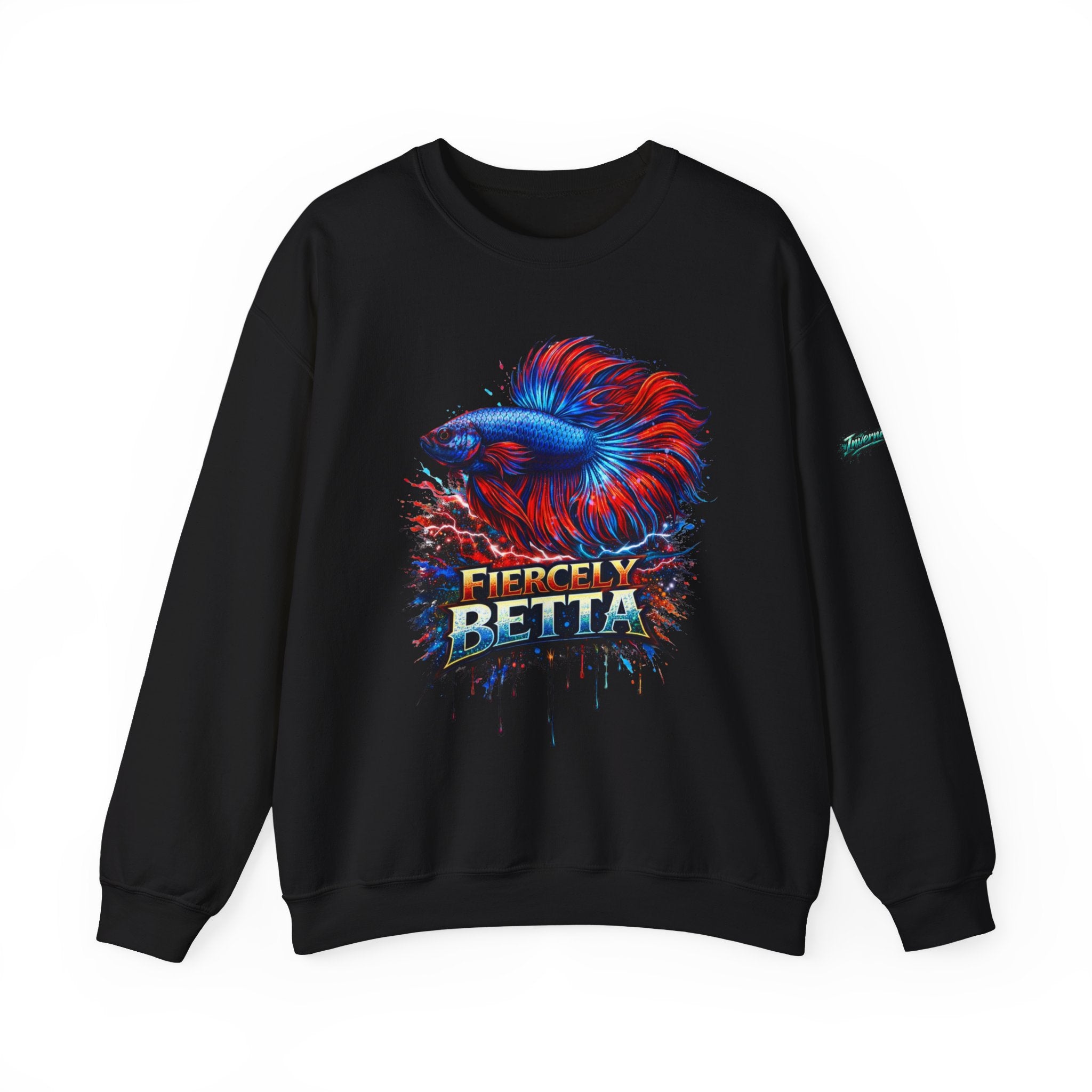 Betta Fish Crewneck Sweatshirt — "Fiercely Betta" Colorful Aquarium Graphic