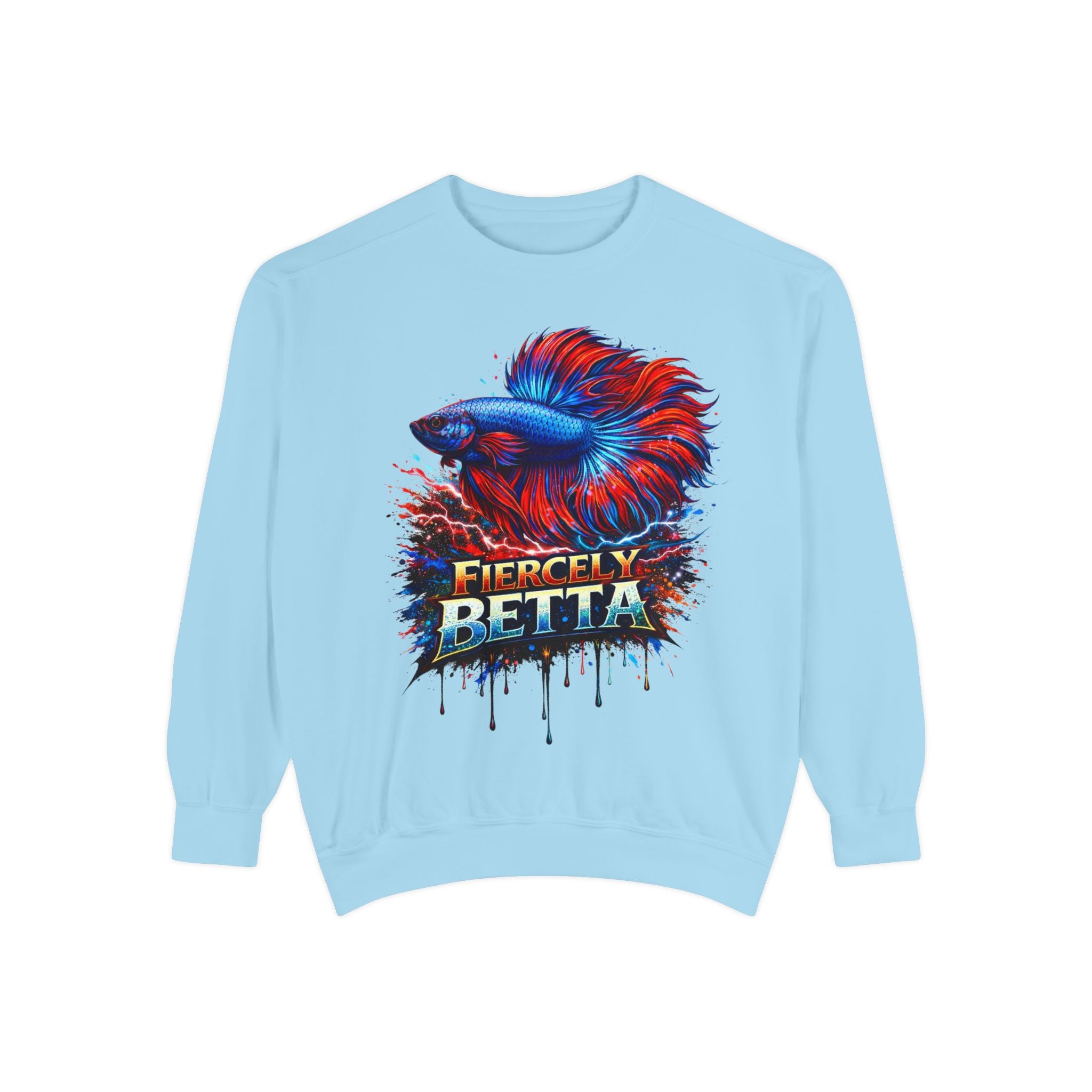 Betta Fish Sweatshirt — "Fiercely Betta" Colorful Aquarium Crewneck
