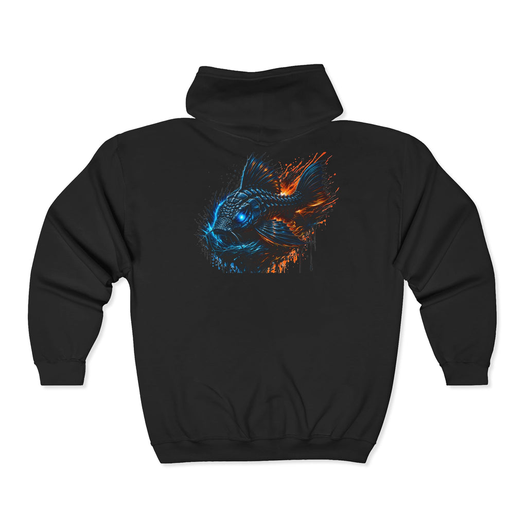 Armored Pleco – Premium Full-Zip "Deep Glow" Hoodie Art Back Print