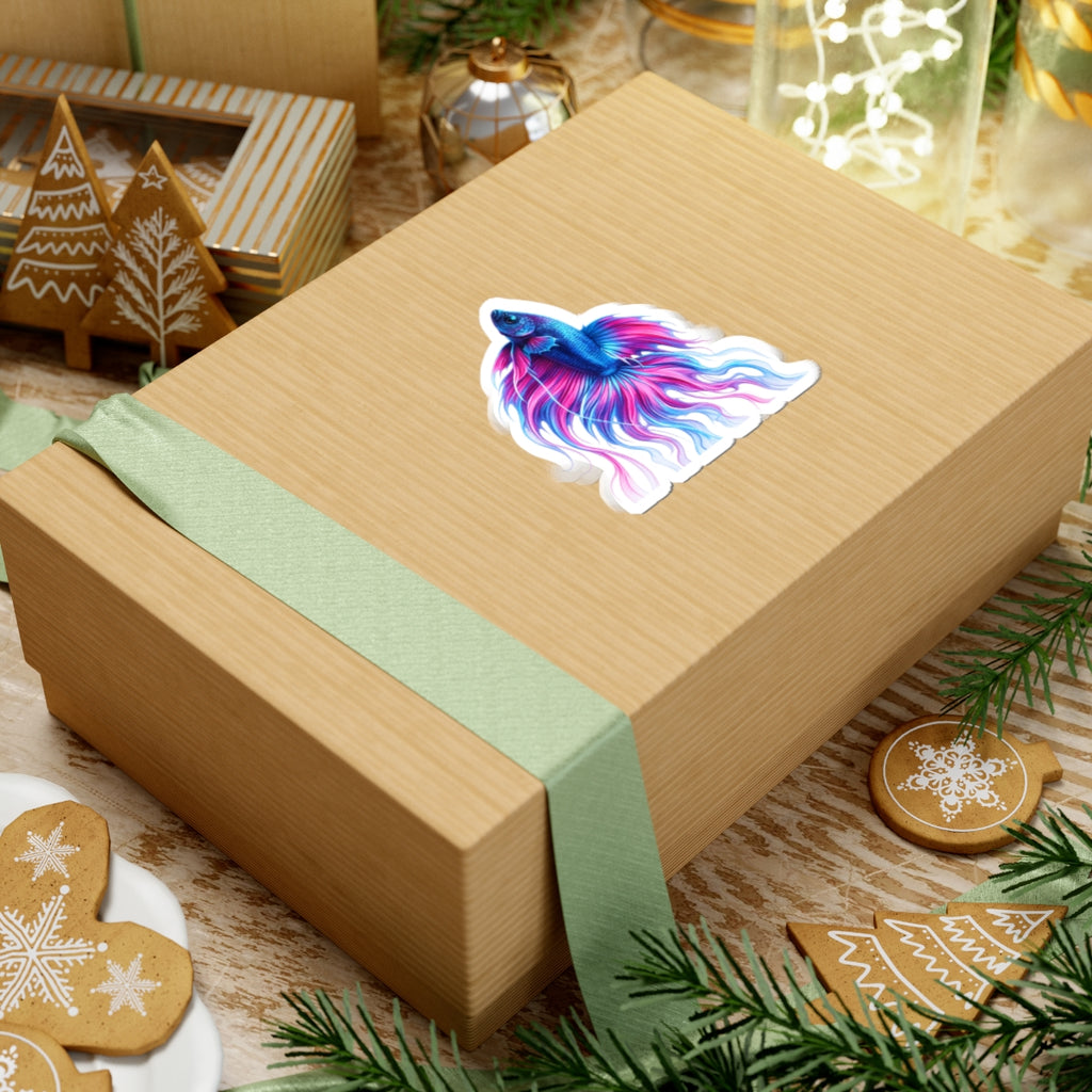 Inverness Ink — "Electric Paint" Kiss-Cut Vinyl Sticker — Vibrant Blue & Pink Aquarium Decal
