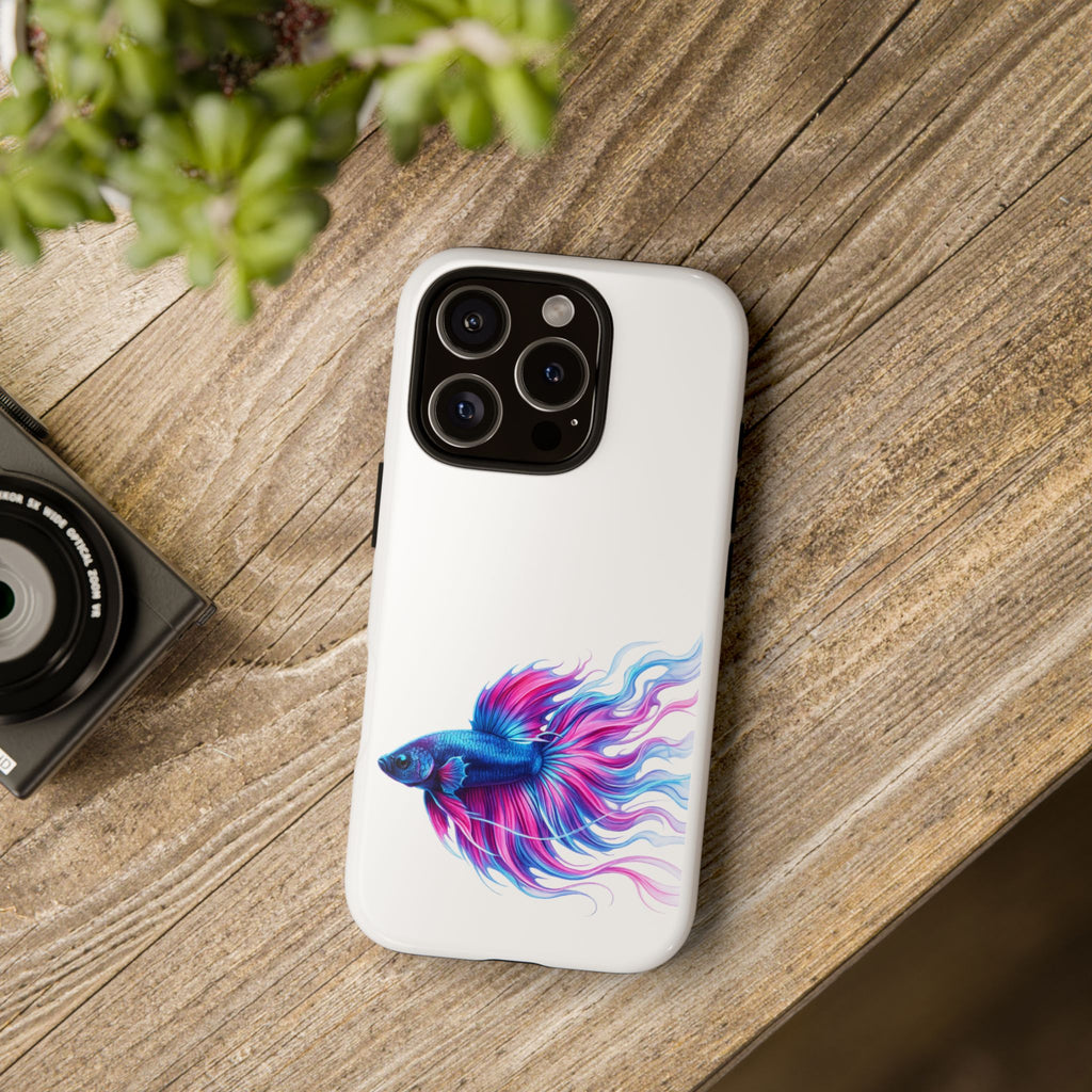 Betta Fish Tough Phone Case — Colorful Watercolor Fish Protective Cover