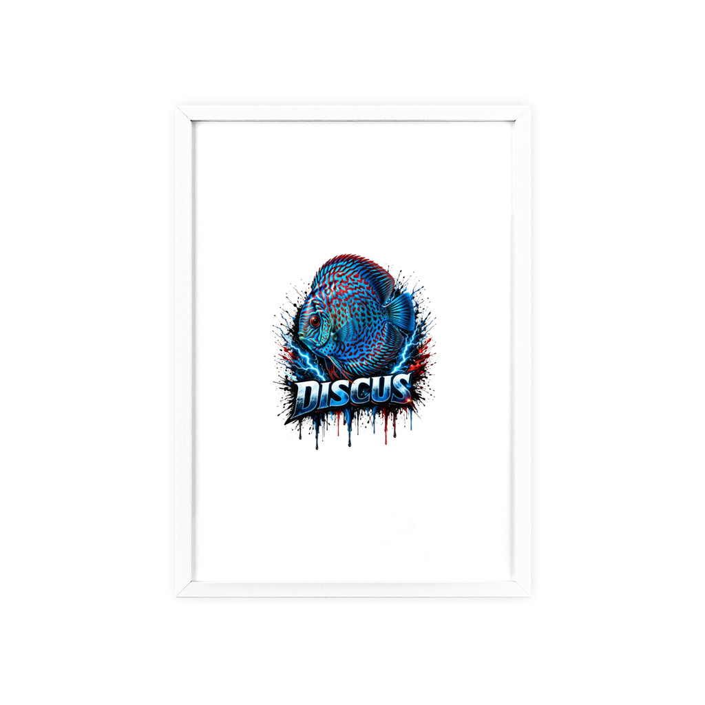 Discus Fish Poster with Wooden Frame — Colorful Aquarium Art Print