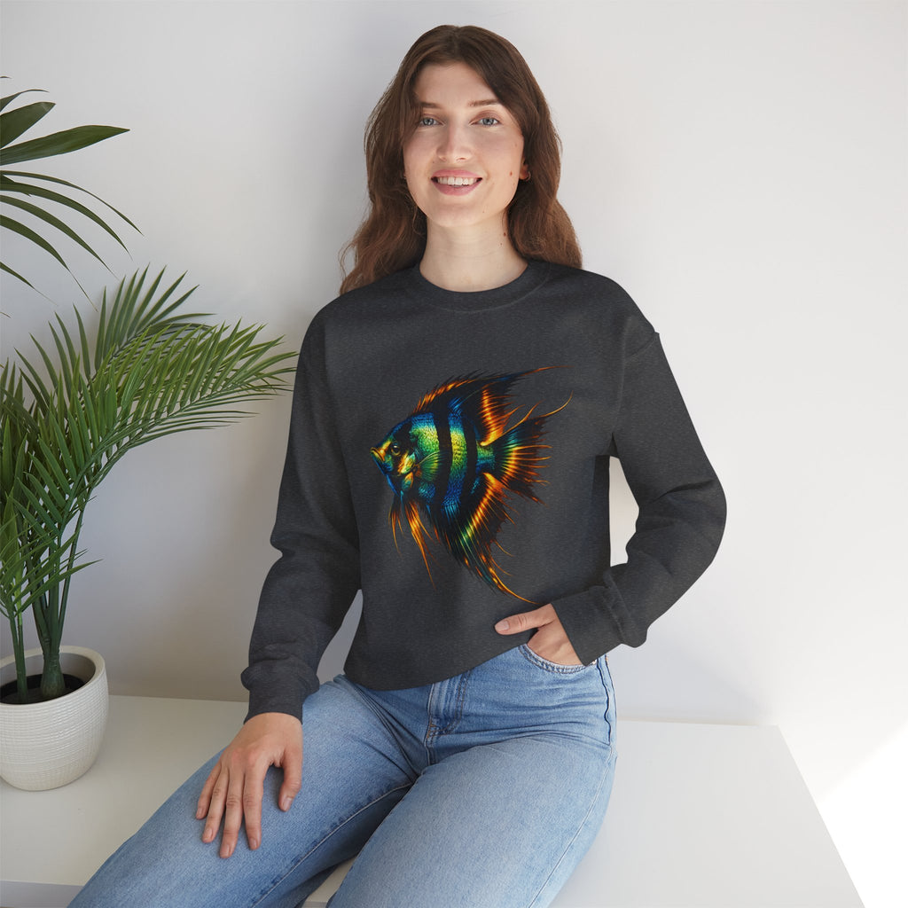 Angelfish Graphic Sweatshirt — Colorful Tropical Fish Crewneck