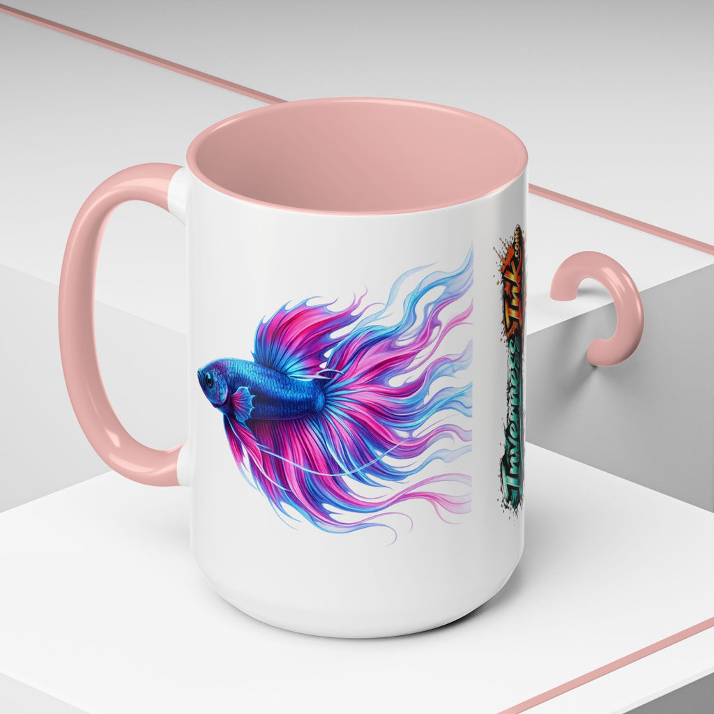 Betta Fish Accent Coffee Mug — Vibrant Neon Betta Design (11/15 oz)