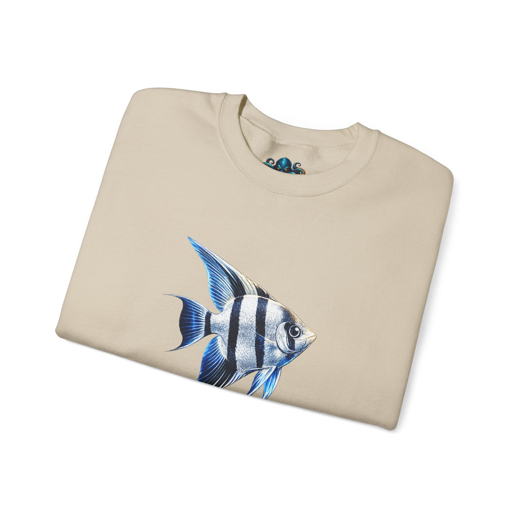 Angelfish Crewneck Sweatshirt — Blue Tropical Fish Graphic