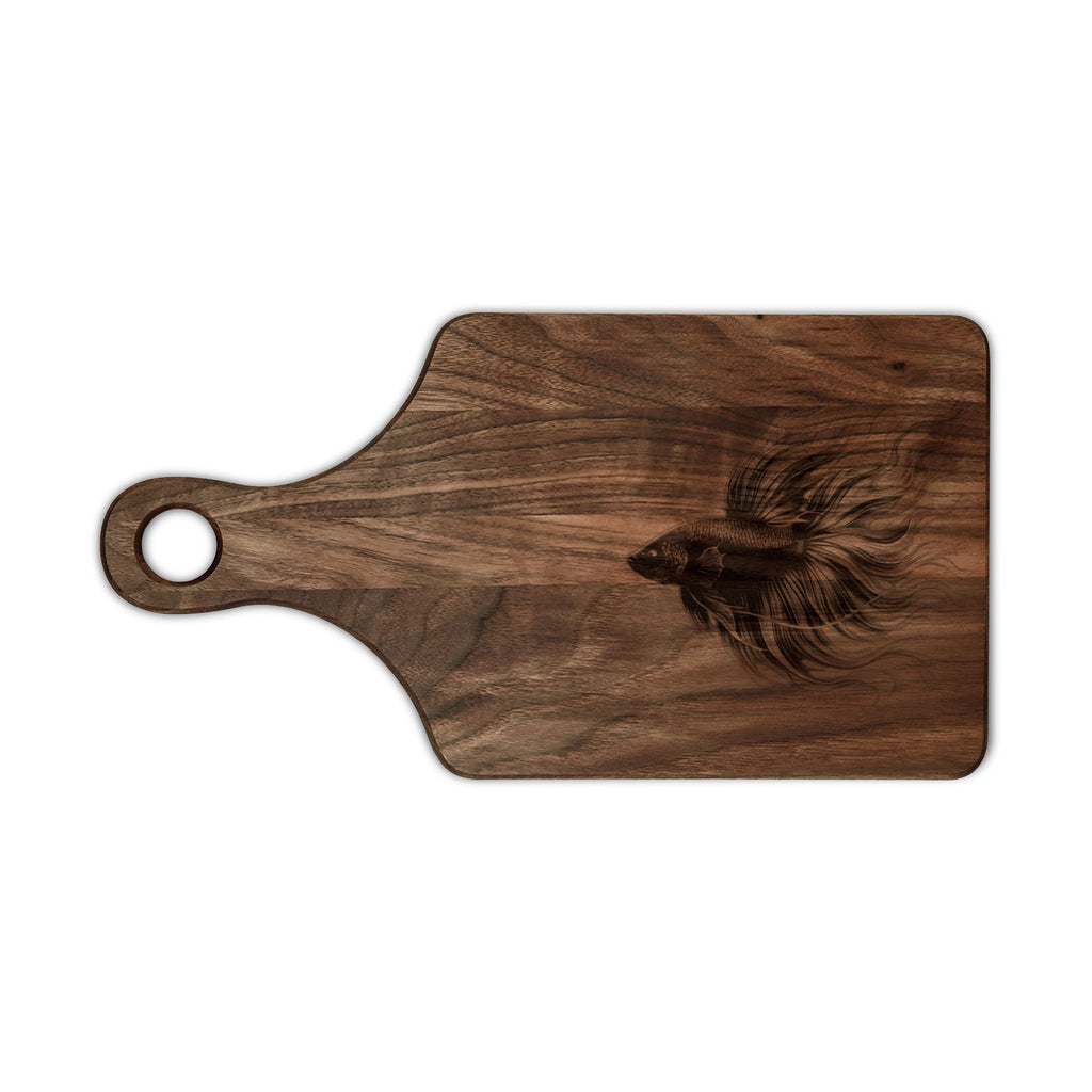 Engraved Betta Fish Wooden Cutting Board – Decorative Kitchen Serving & Prep Board