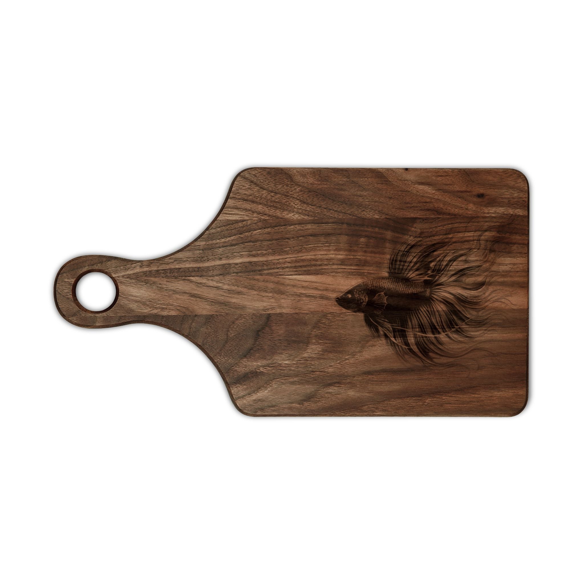 Engraved Betta Fish Wooden Cutting Board – Decorative Kitchen Serving & Prep Board