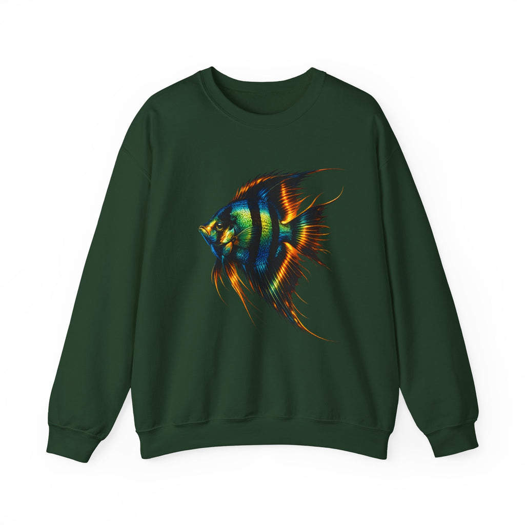 Angelfish Graphic Sweatshirt — Colorful Tropical Fish Crewneck