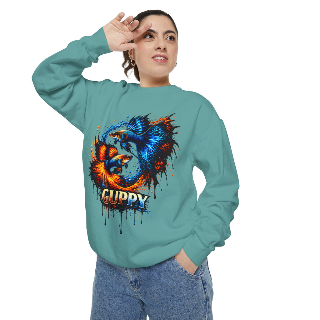 Fire & Ice Guppy – Premium "Neon Flare" Garment-Dyed Sweatshirt